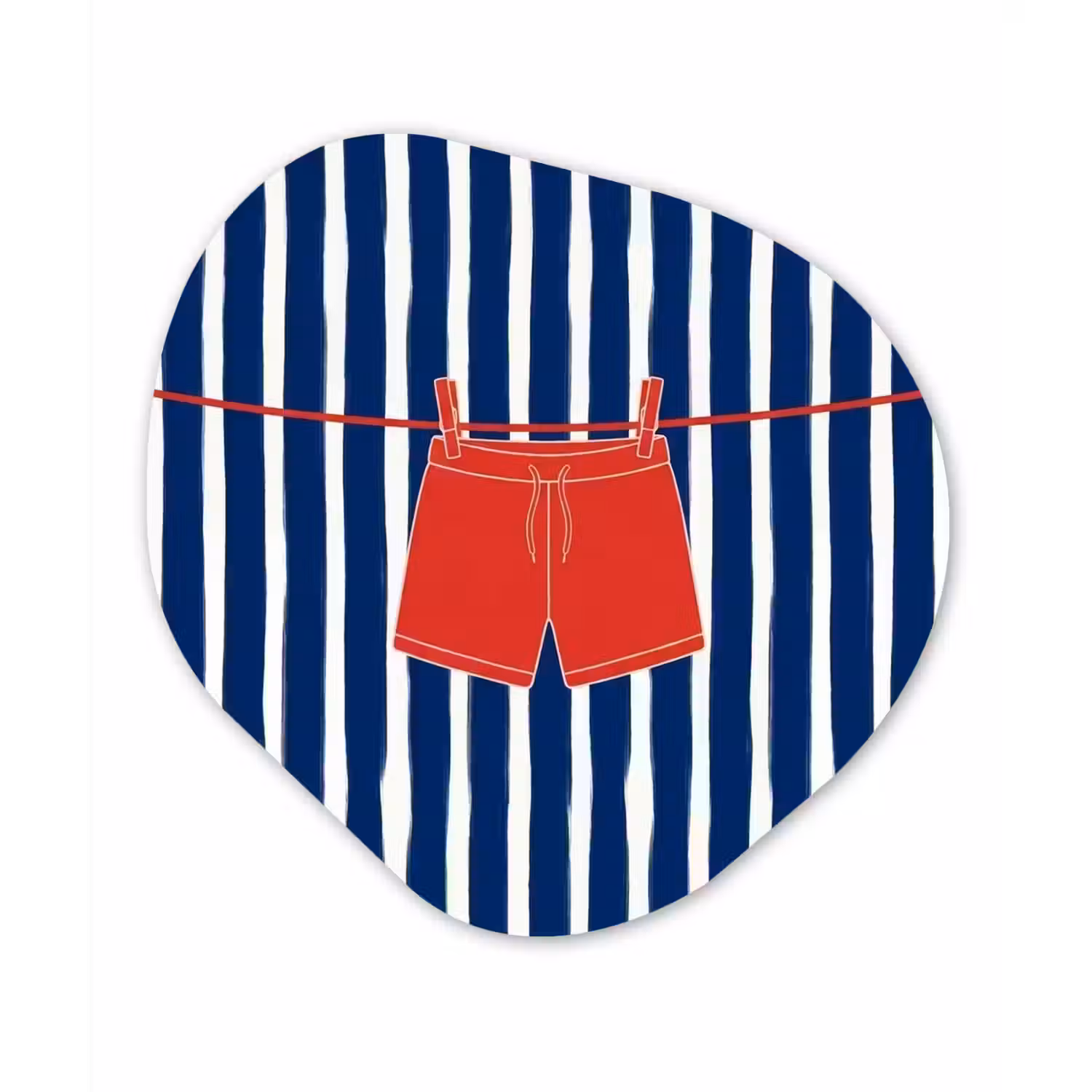Shorts - Waslijn - Zomer - Illustratie - Rood Wandcirkel Organisch Aluminium middel -3d
