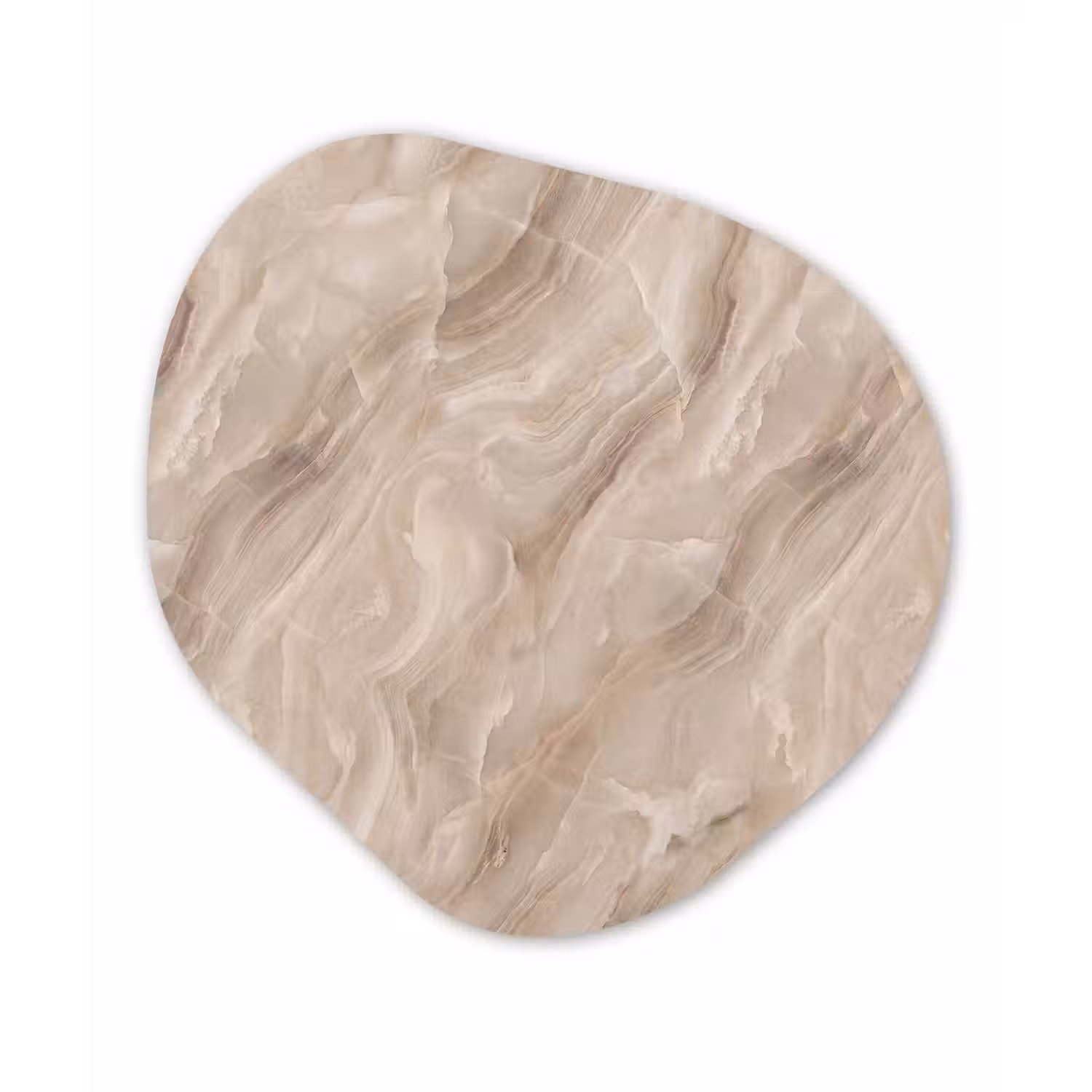 Steen - Golvend - Abstract - Beige Wandcirkel Organisch Aluminium middel -3d