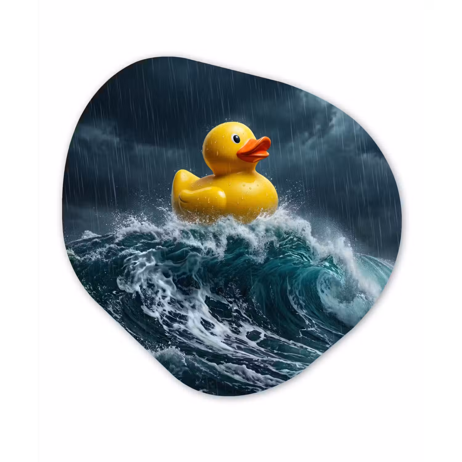Storm - Badeend - Golven Wandcirkel Organisch Aluminium middel -3d
