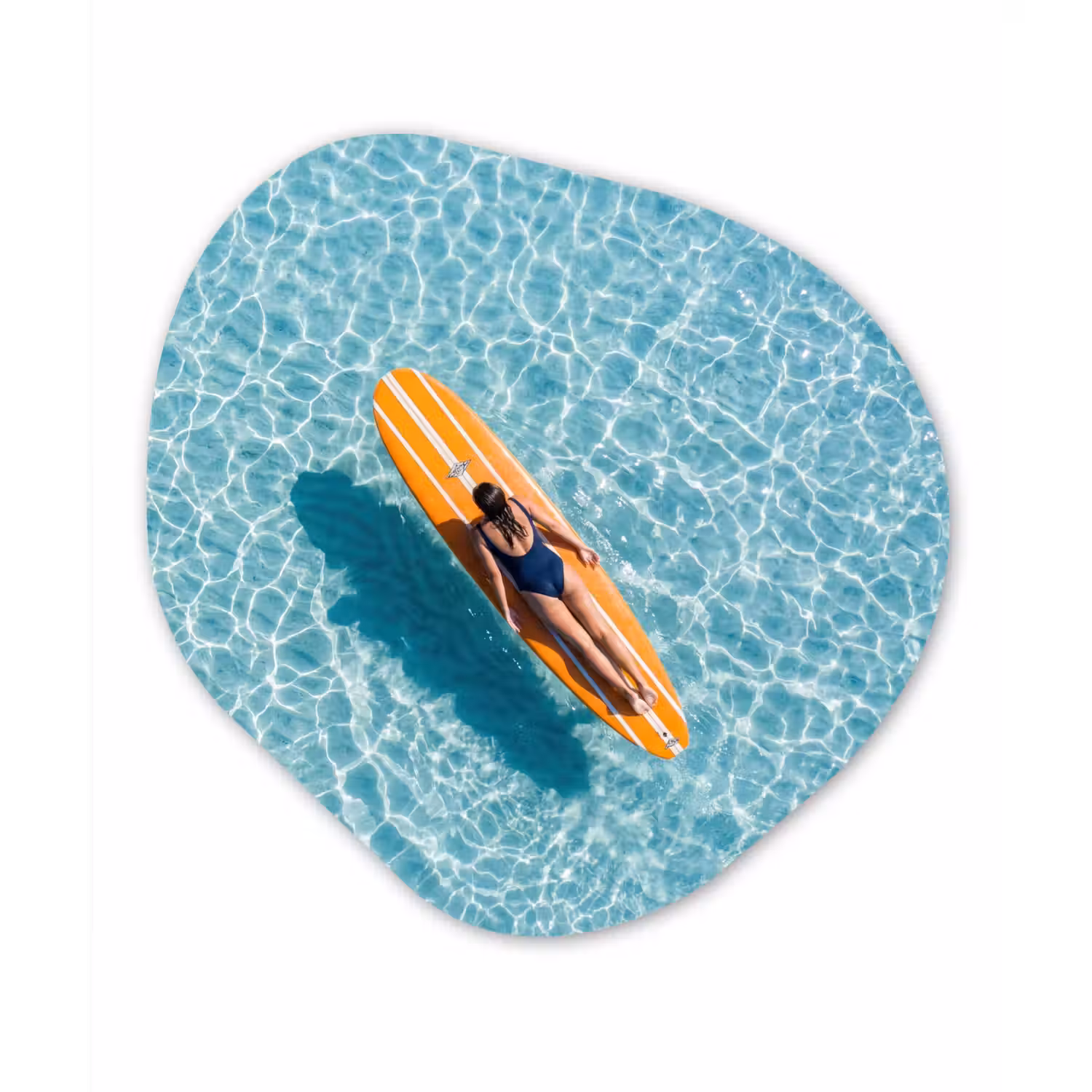 Surfboard - Water - Badpak - Oranje Wandcirkel Organisch Aluminium middel -3d