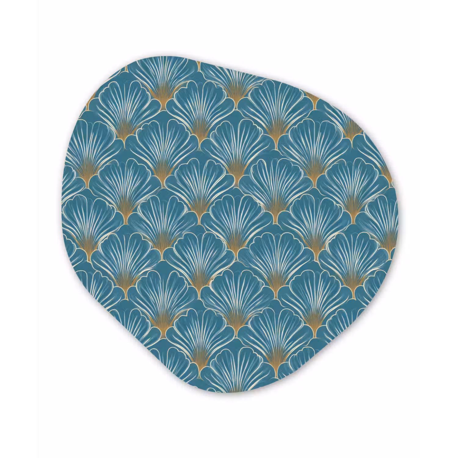 Symmetrisch - Patroon - Blauw Wandcirkel Organisch Aluminium middel 851 -3d