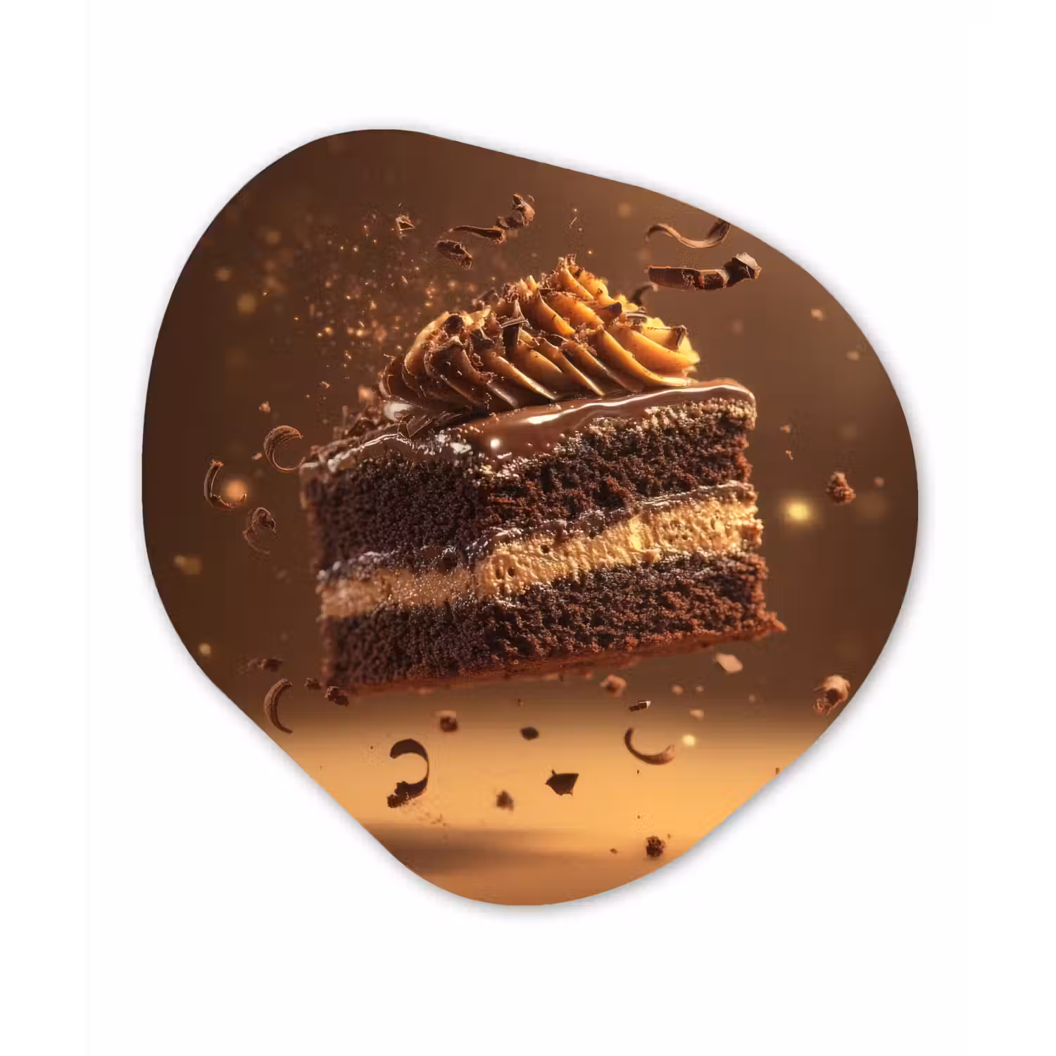 Taart - Chocolade - Eten - Brownie Wandcirkel Organisch Aluminium middel -3d