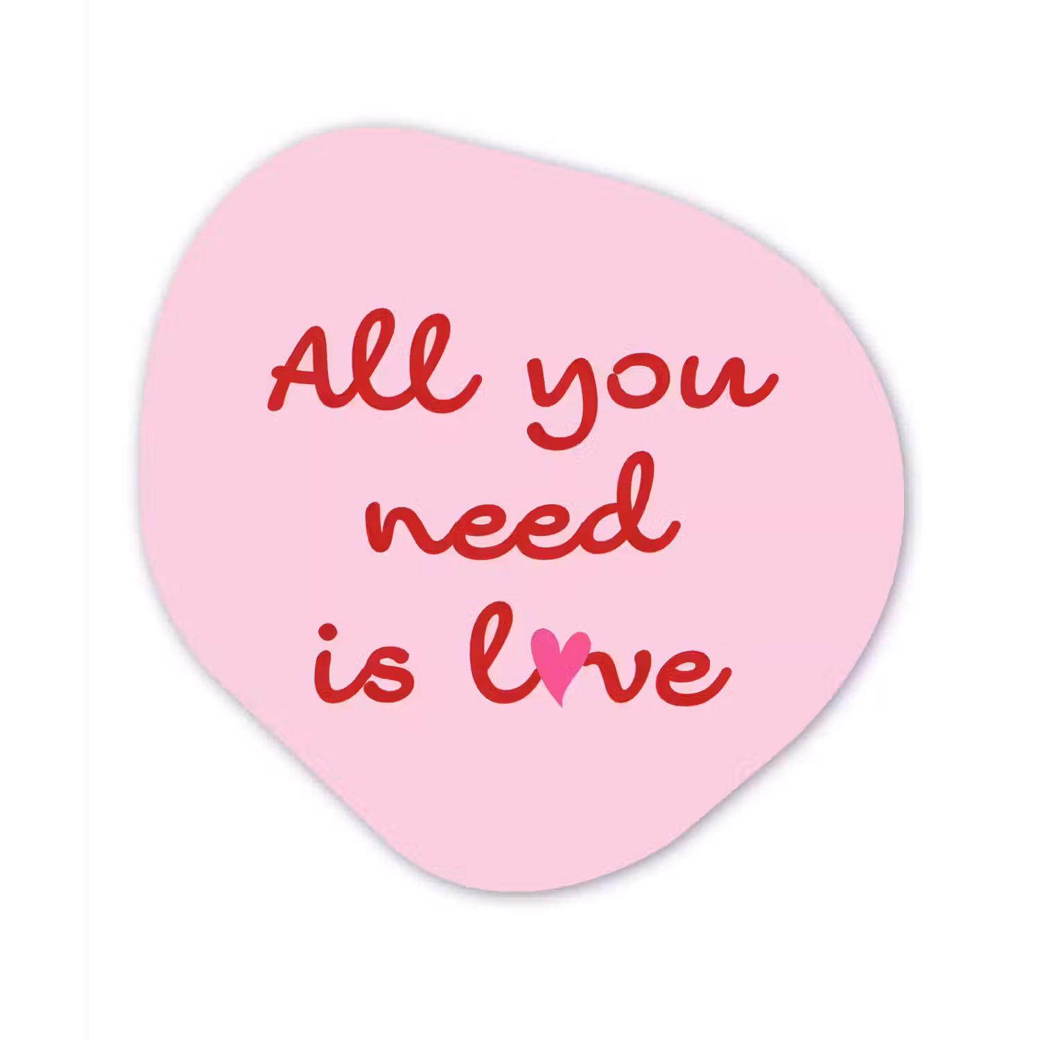 Tekst - Roze - Love - Hart Wandcirkel Organisch Aluminium middel -3d
