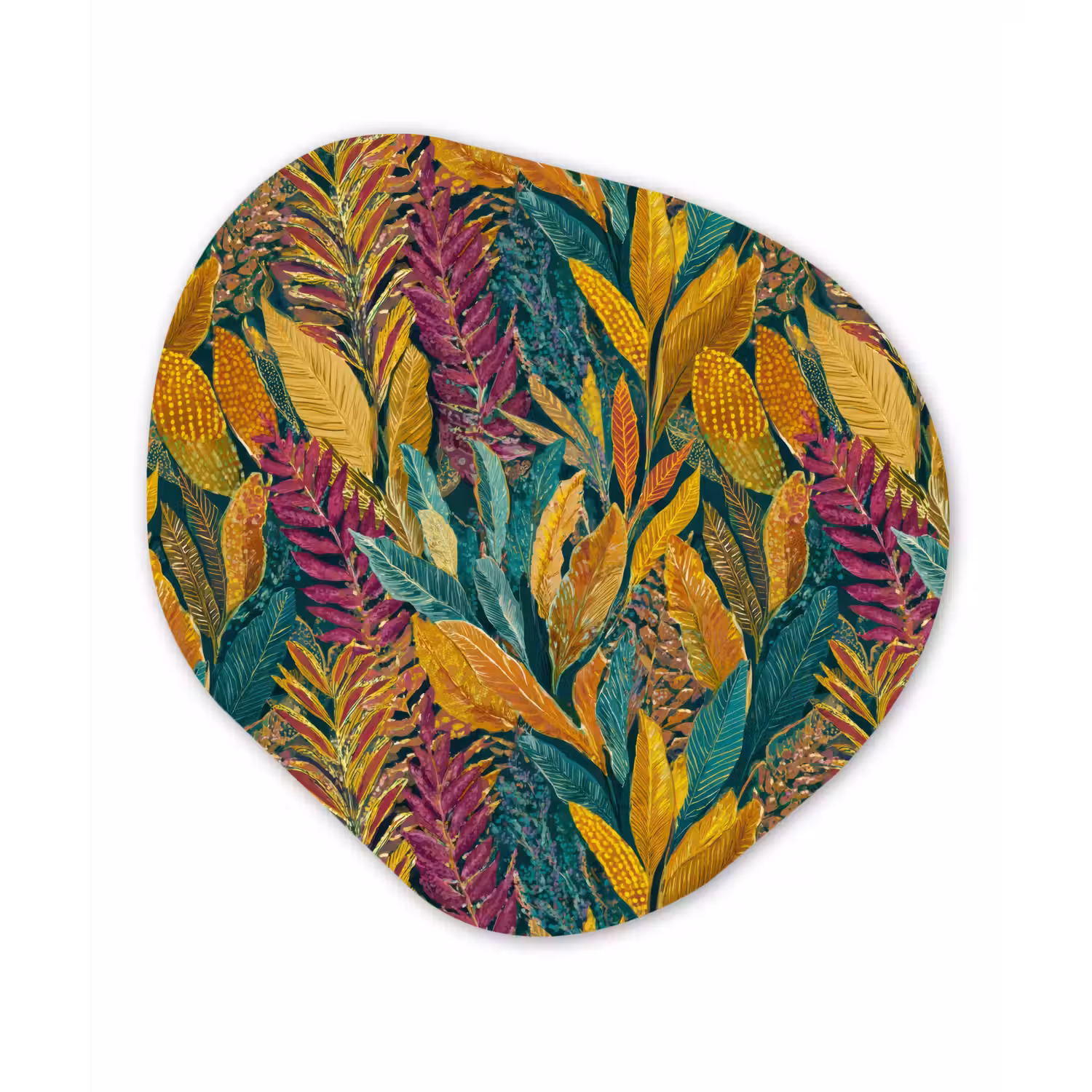 Tropische - Botanisch - Patroon - Kleurrijk - Exotisch Wandcirkel Organisch Aluminium middel 851 -3d