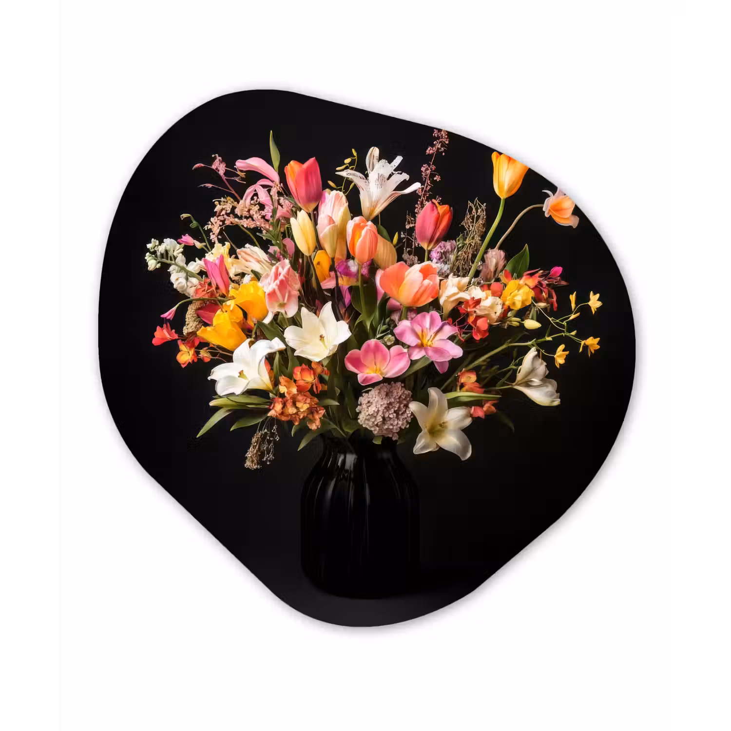 Vaas - Bloemen - Tulpen Wandcirkel Organisch Aluminium middel -3d