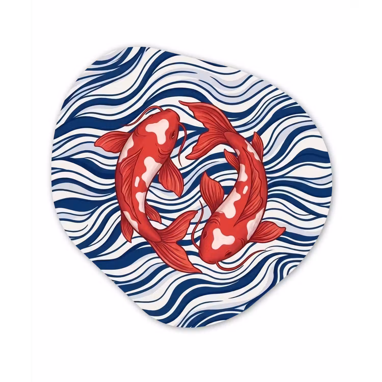 Vis - Water - Natuur - Illustratie - Rood Wandcirkel Organisch Aluminium middel -3d