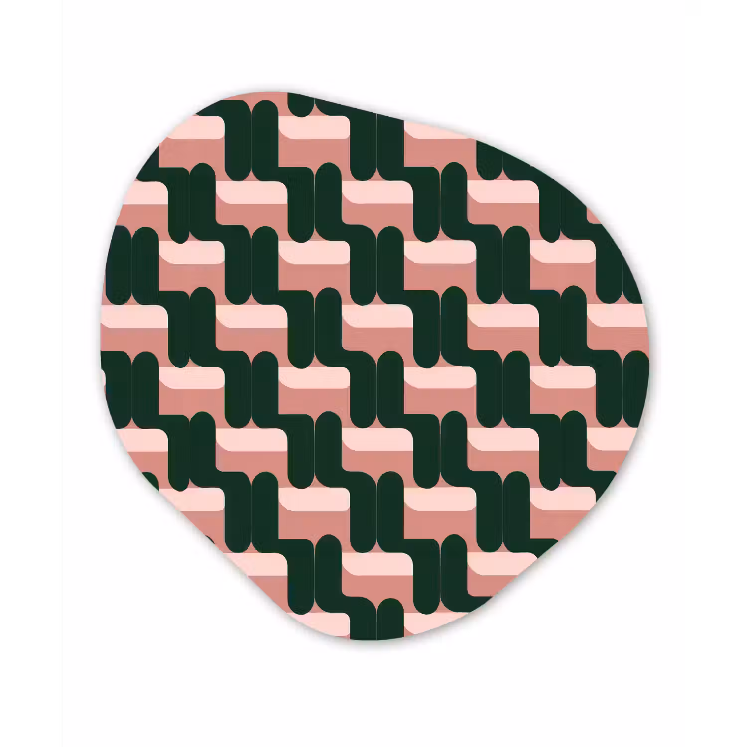 Vlechtpatroon - Groen - Roze - Geometrisch Wandcirkel Organisch Aluminium middel 851 -3d