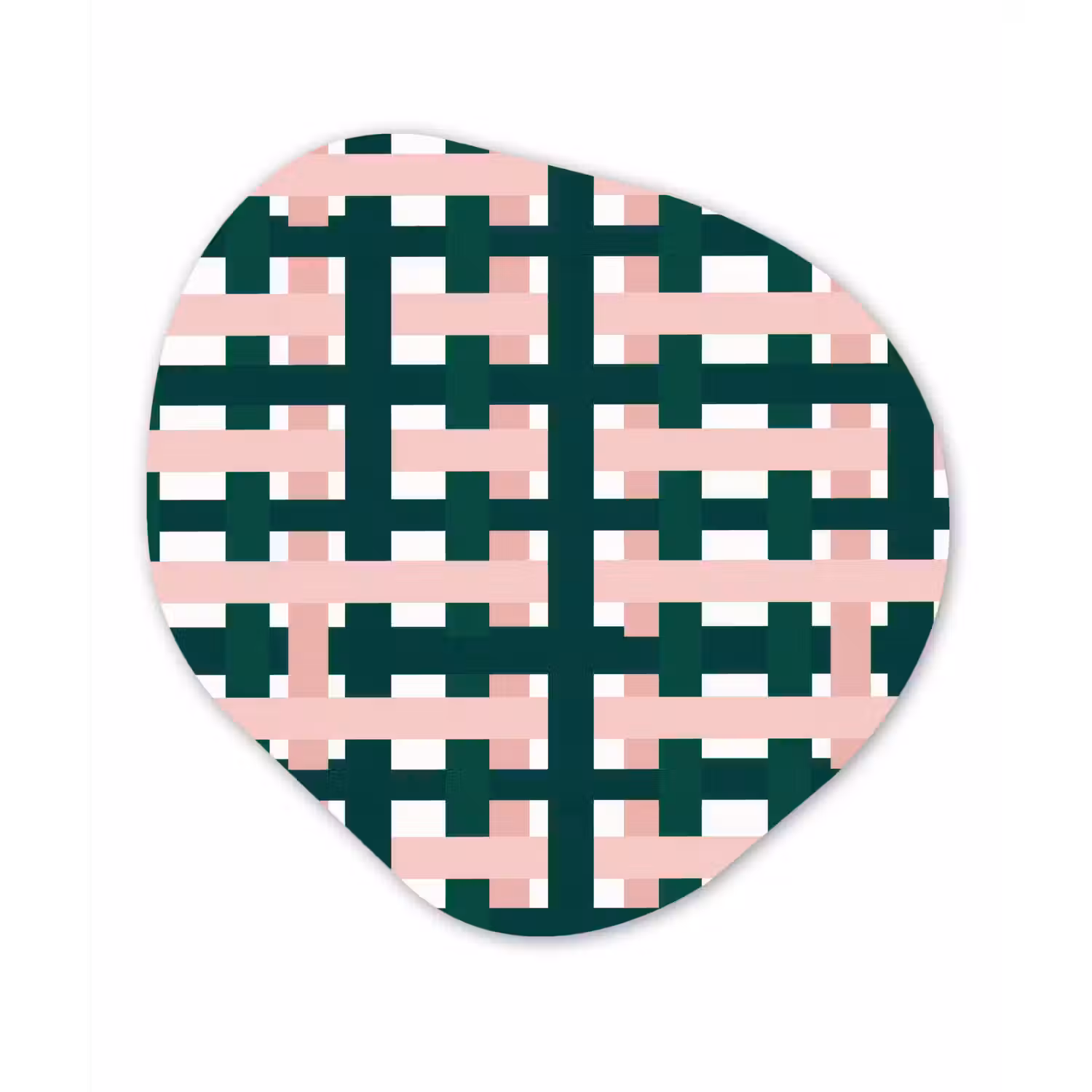 Vlechtpatroon - Groen - Roze - Grafisch Wandcirkel Organisch Aluminium middel 851 -3d