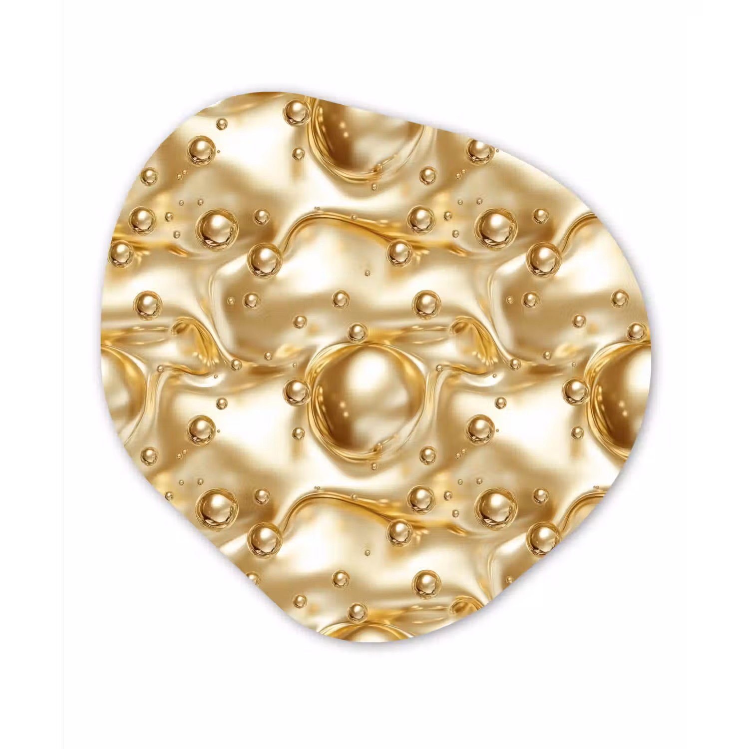 Vloeibaar - Druppels - Goud Wandcirkel Organisch Aluminium middel 851 -3d