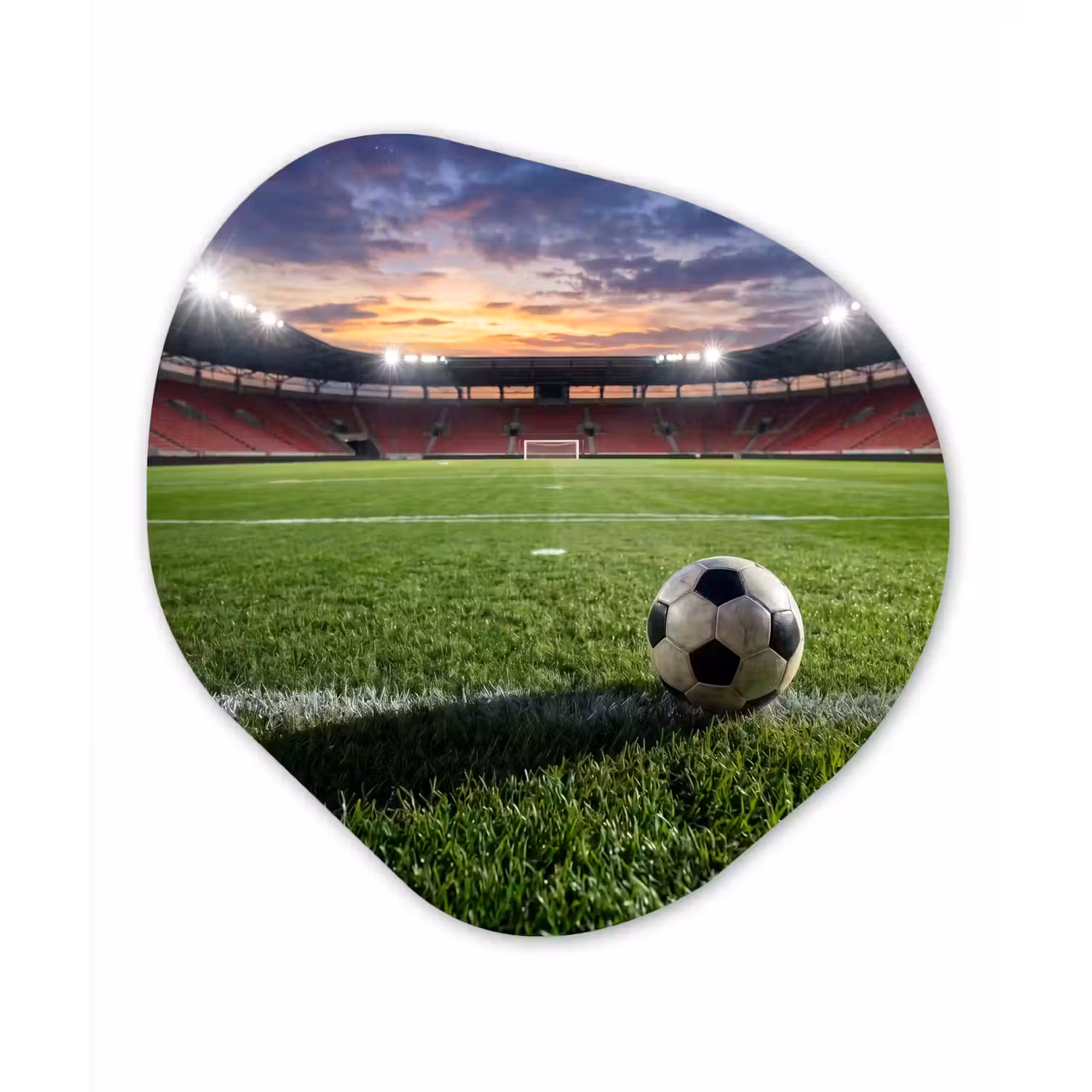 Voetbal - Stadion - Sport - Groen Wandcirkel Organisch Aluminium middel -3d