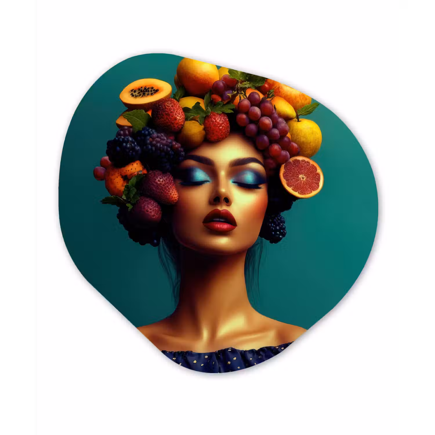 Vrouw - Hoodtooi - Tropisch - Fruit - Druiven Wandcirkel Organisch Aluminium middel -3d