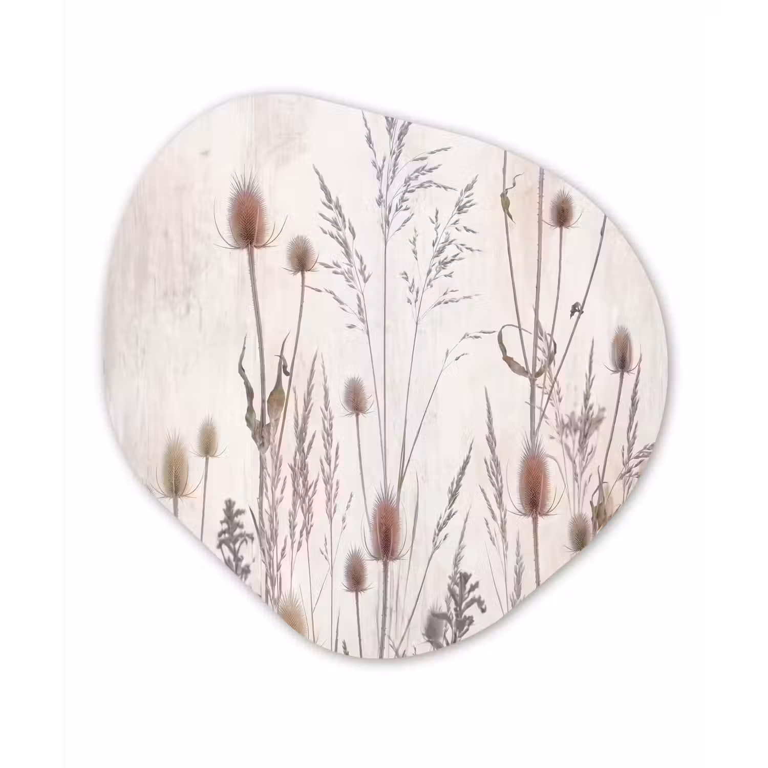 Weidebloemen - Design - Sepia Wandcirkel Organisch Aluminium middel -3d