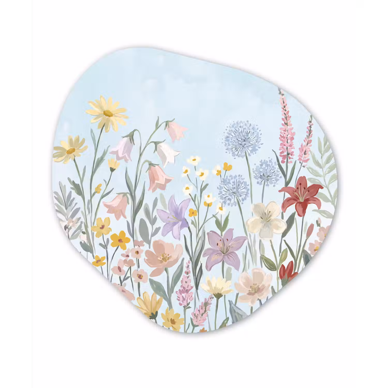 Weidebloemen - Illustratie - Kleurrijk Wandcirkel Organisch Aluminium middel -3d
