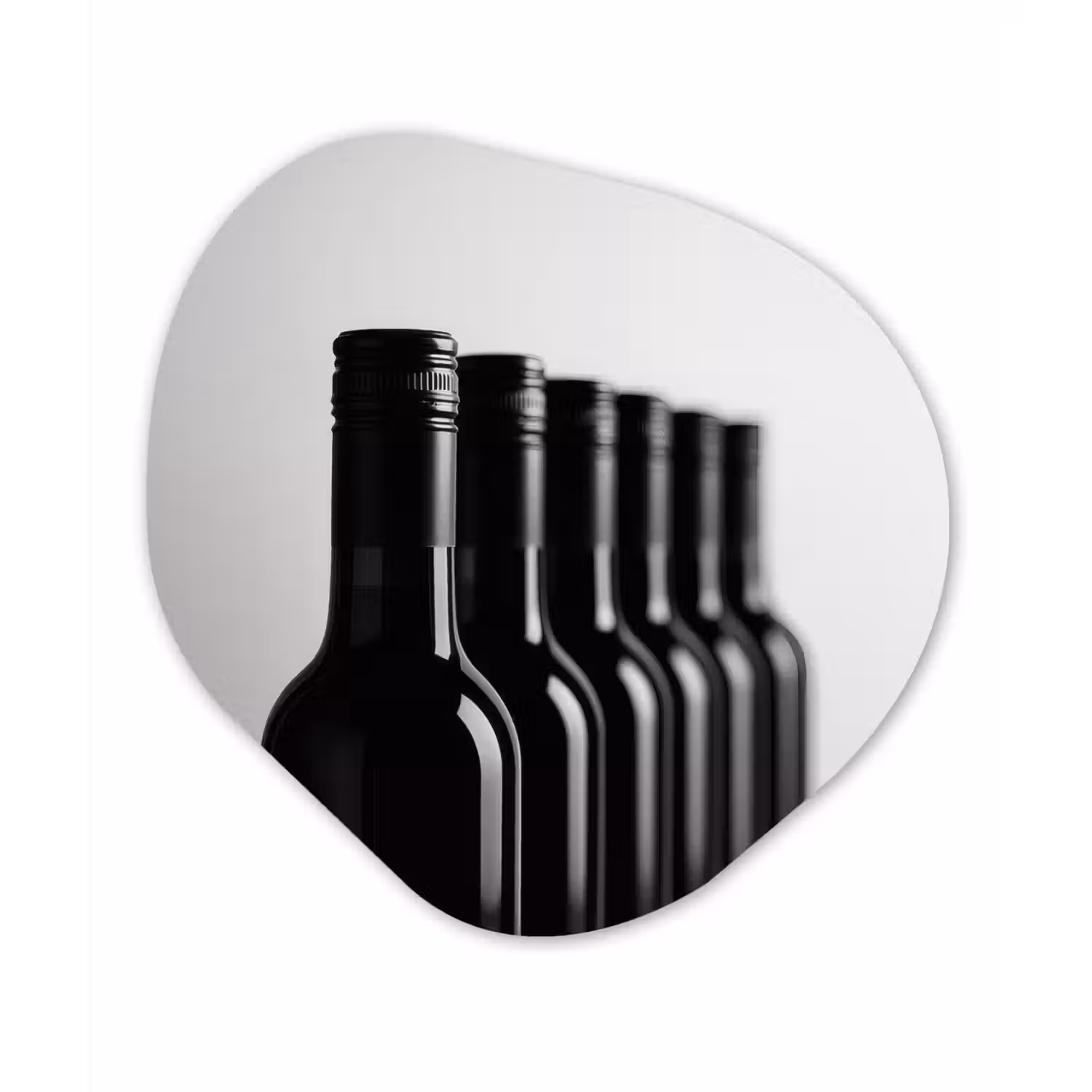 Wijnflessen - Zwart - Minimalistisch Wandcirkel Organisch Aluminium middel -3d
