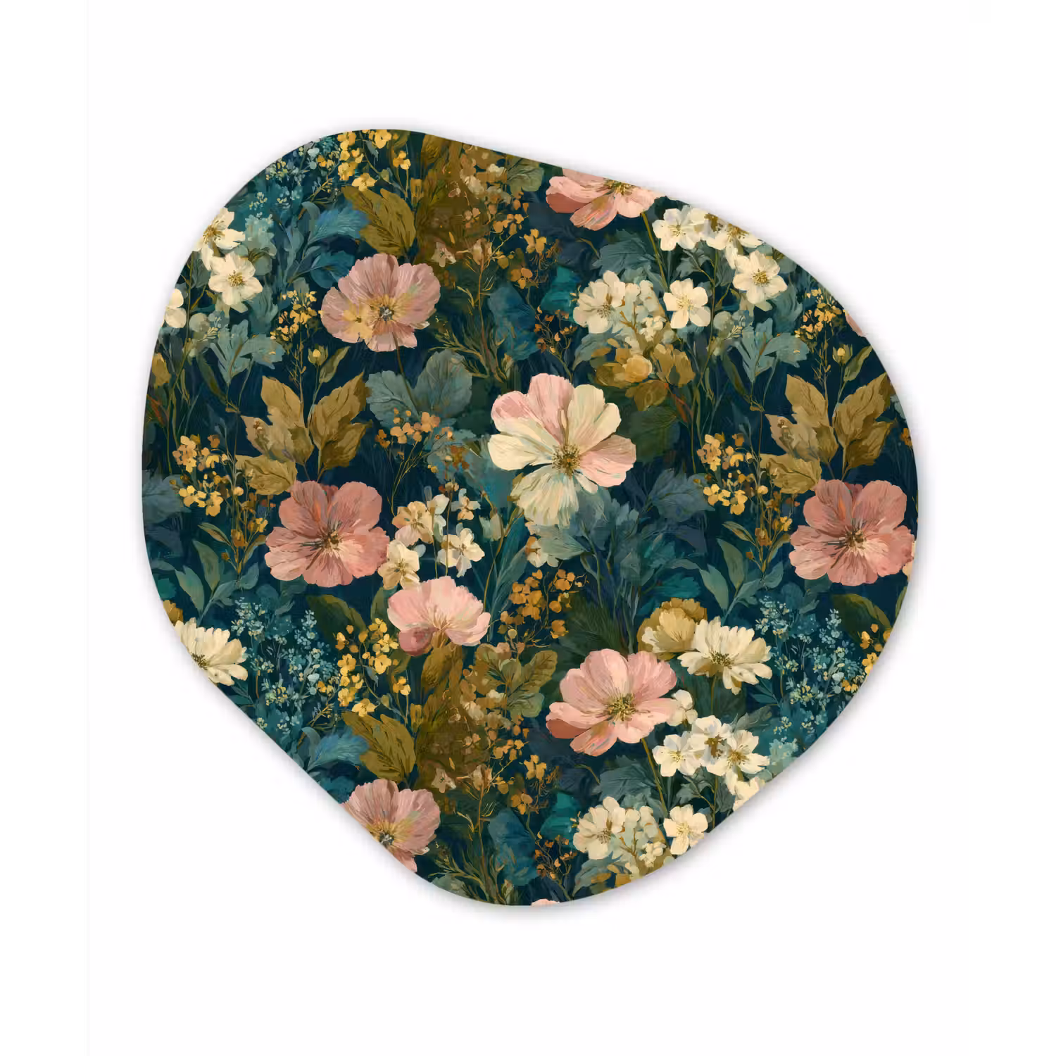 Wilde bloemen - Botanisch - Patroon - Roze - Romantisch Wandcirkel Organisch Aluminium middel 851 -3d