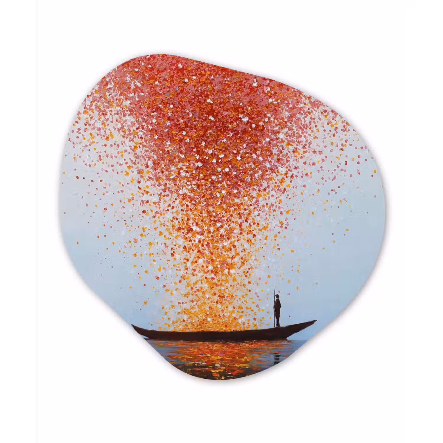 Wolk - Confetti - Boot - Wateroppervlakte Wandcirkel Organisch Aluminium middel -3d