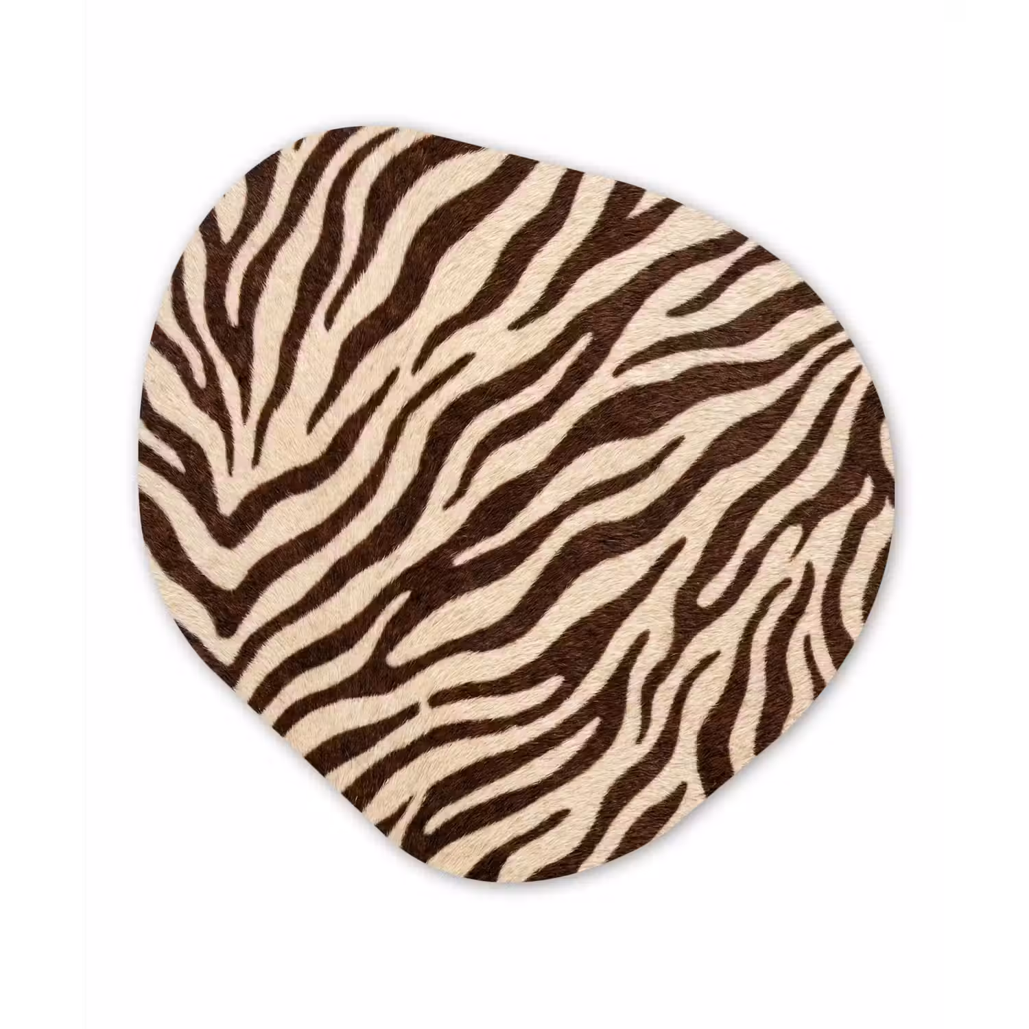 Zebra - Strepen - Bruin Wandcirkel Organisch Aluminium middel -3d