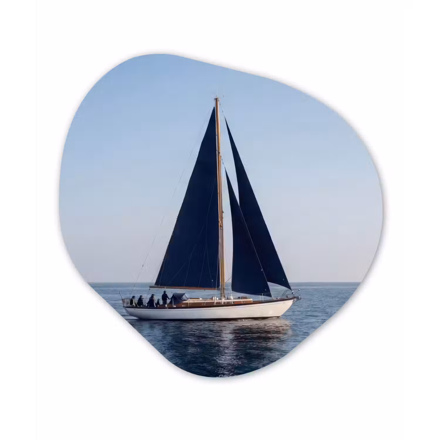 Zeilboot - Zee - Blauw Wandcirkel Organisch Aluminium middel -3d