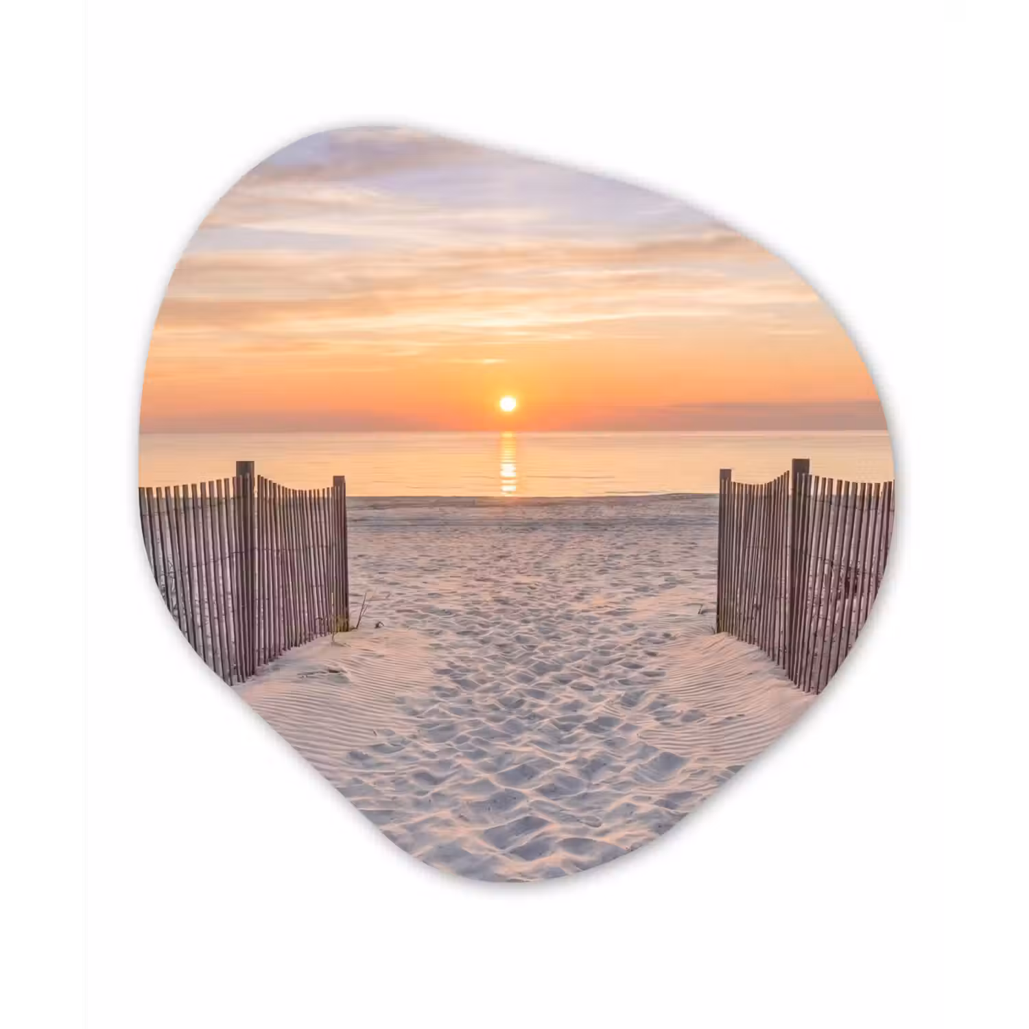 Zonsondergang - Strand - Zand Wandcirkel Organisch Aluminium middel -3d