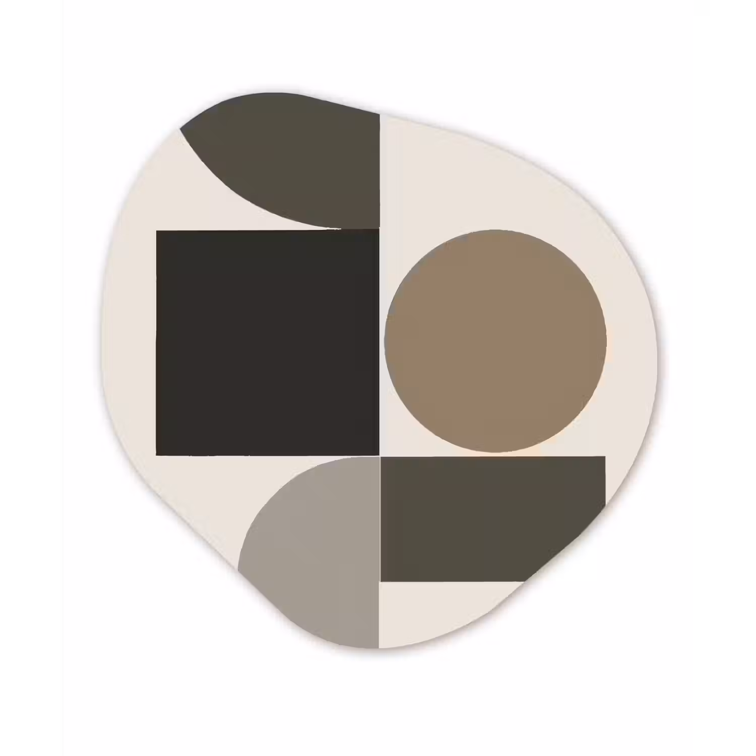 Aardetinten - Abstracte compositie - Eenvoudige vormen Wandcirkel Organisch Forex 3mm klein -3d