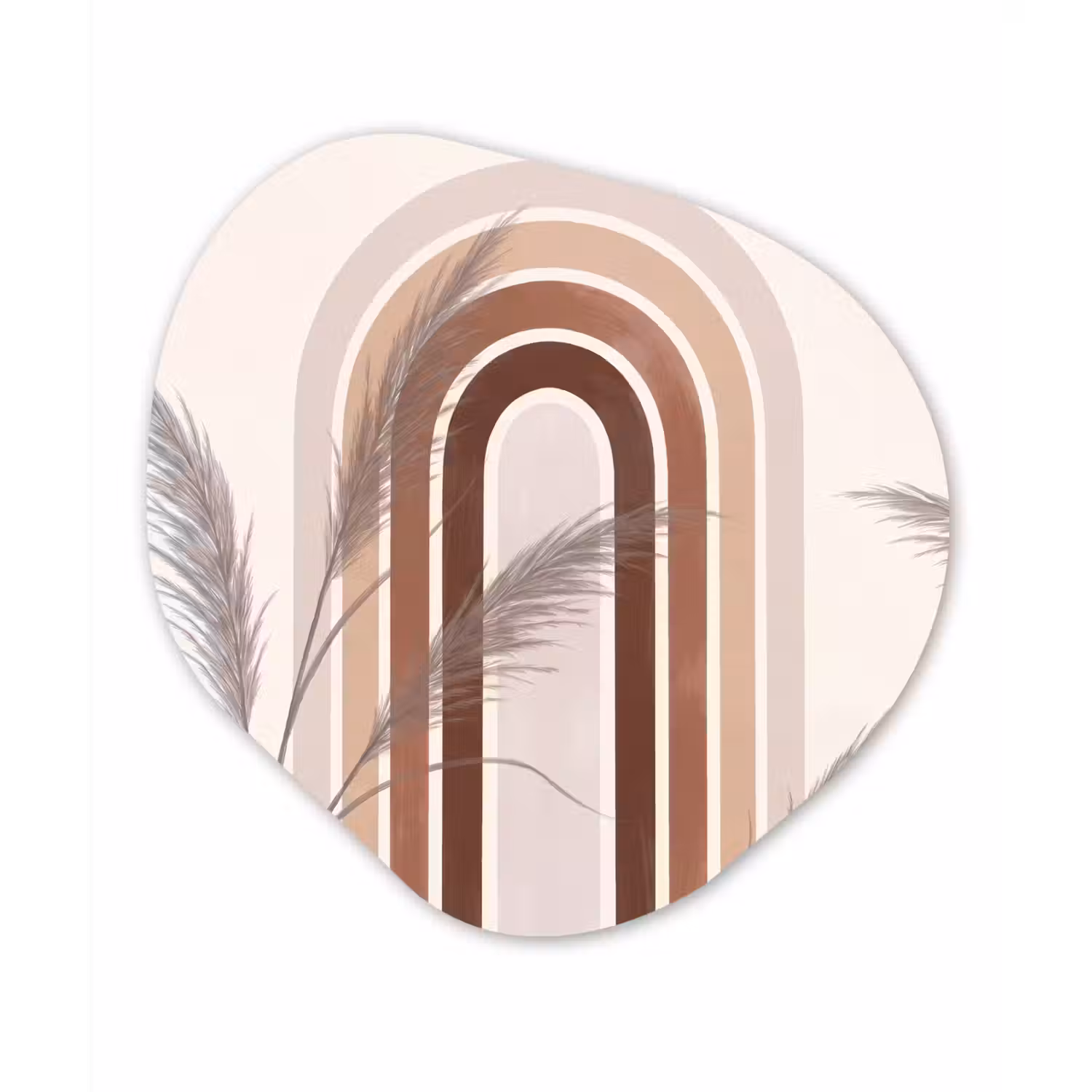 Abstract - Bogen - Plant - Boho - Beige Wandcirkel Organisch Forex 3mm klein -3d