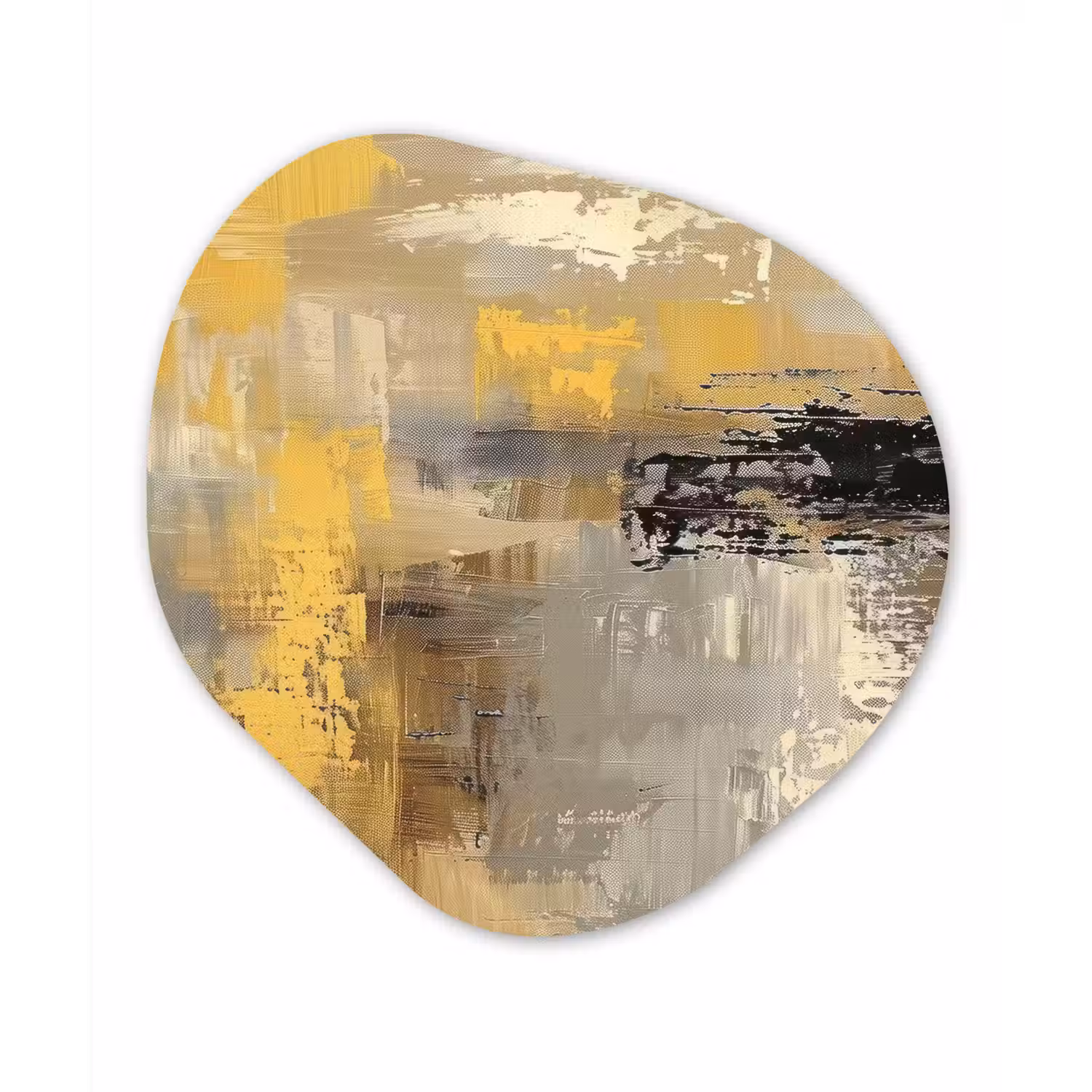 Abstract - Geel - Modern - Beige Wandcirkel Organisch Forex 3mm klein -3d