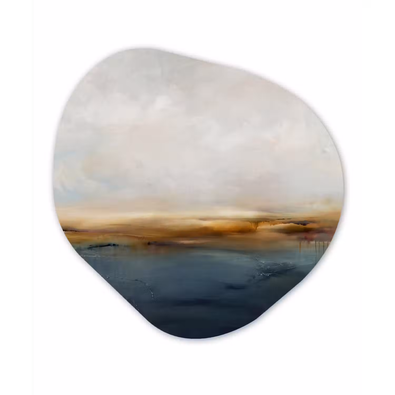 Abstract - Horizon - Water - Modern - Beige Wandcirkel Organisch Forex 3mm klein -3d