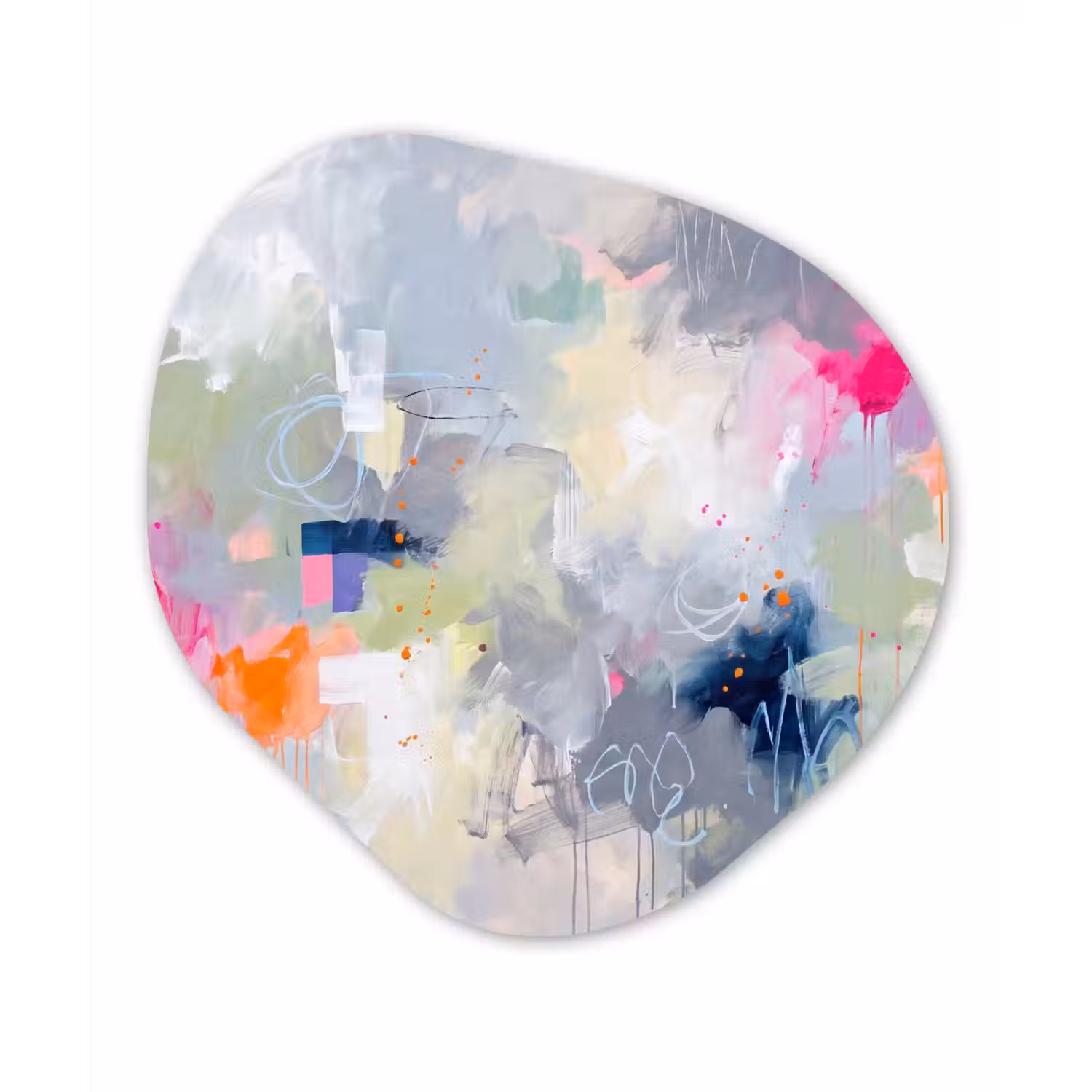 Abstract - Kleurrijk - Modern - Kunst Wandcirkel Organisch Forex 3mm klein -3d