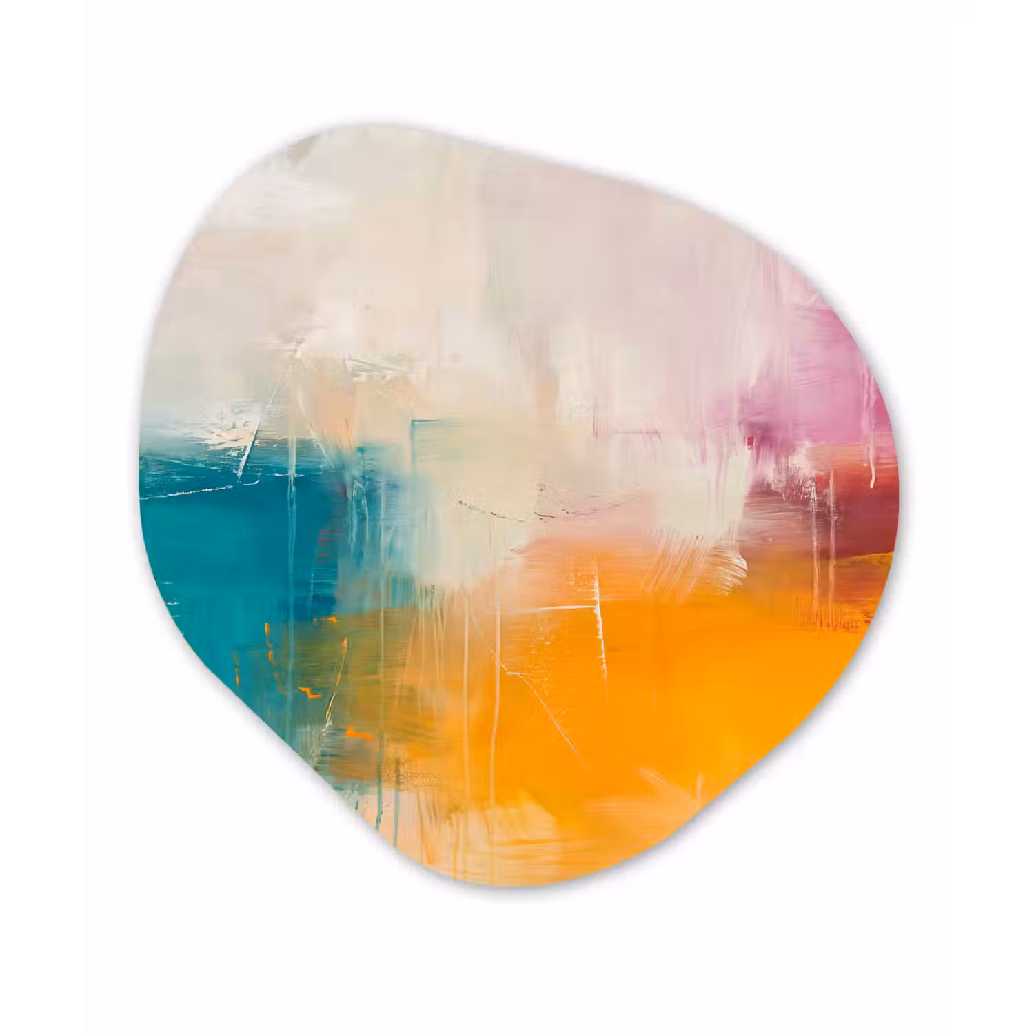 Abstract - Kleurrijk - Modern - Kunst - Oranje Wandcirkel Organisch Forex 3mm klein -3d