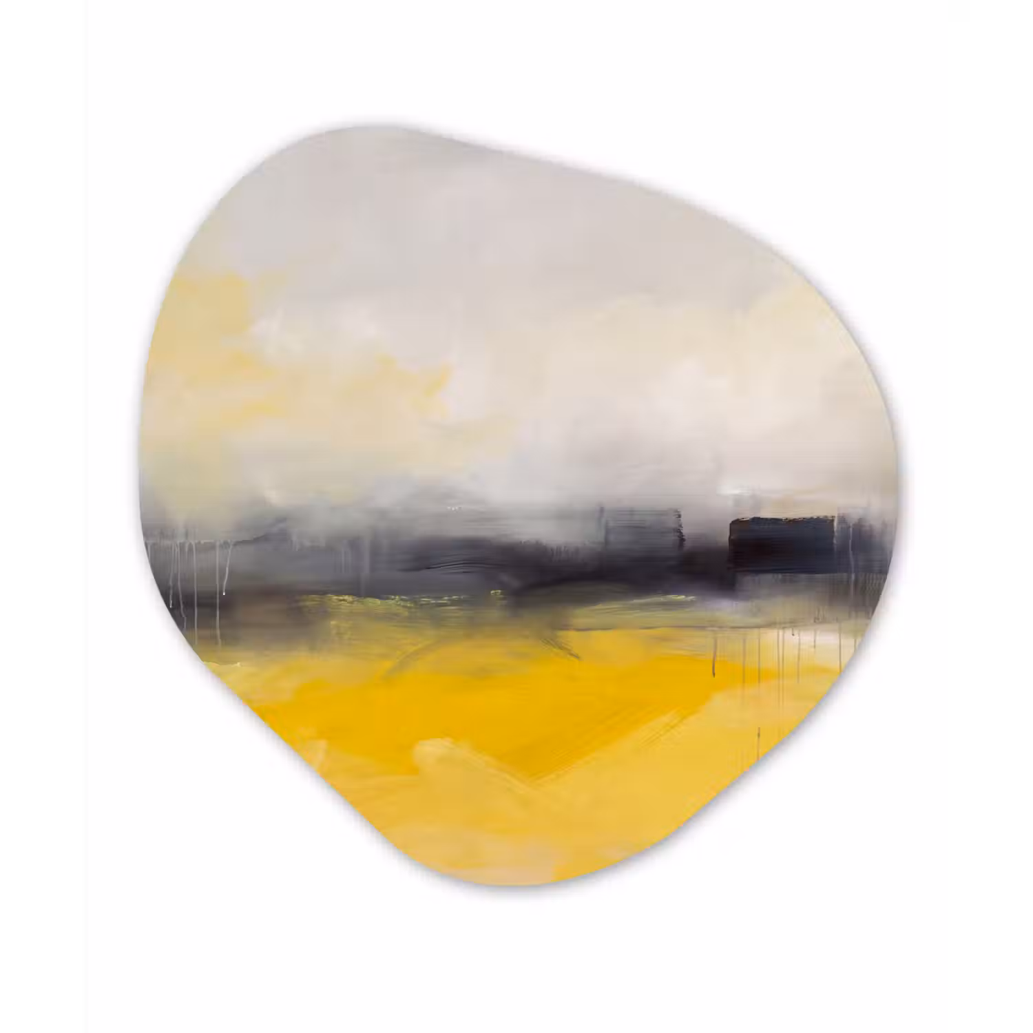 Abstract - Landschap - Modern - Geel Wandcirkel Organisch Forex 3mm klein -3d