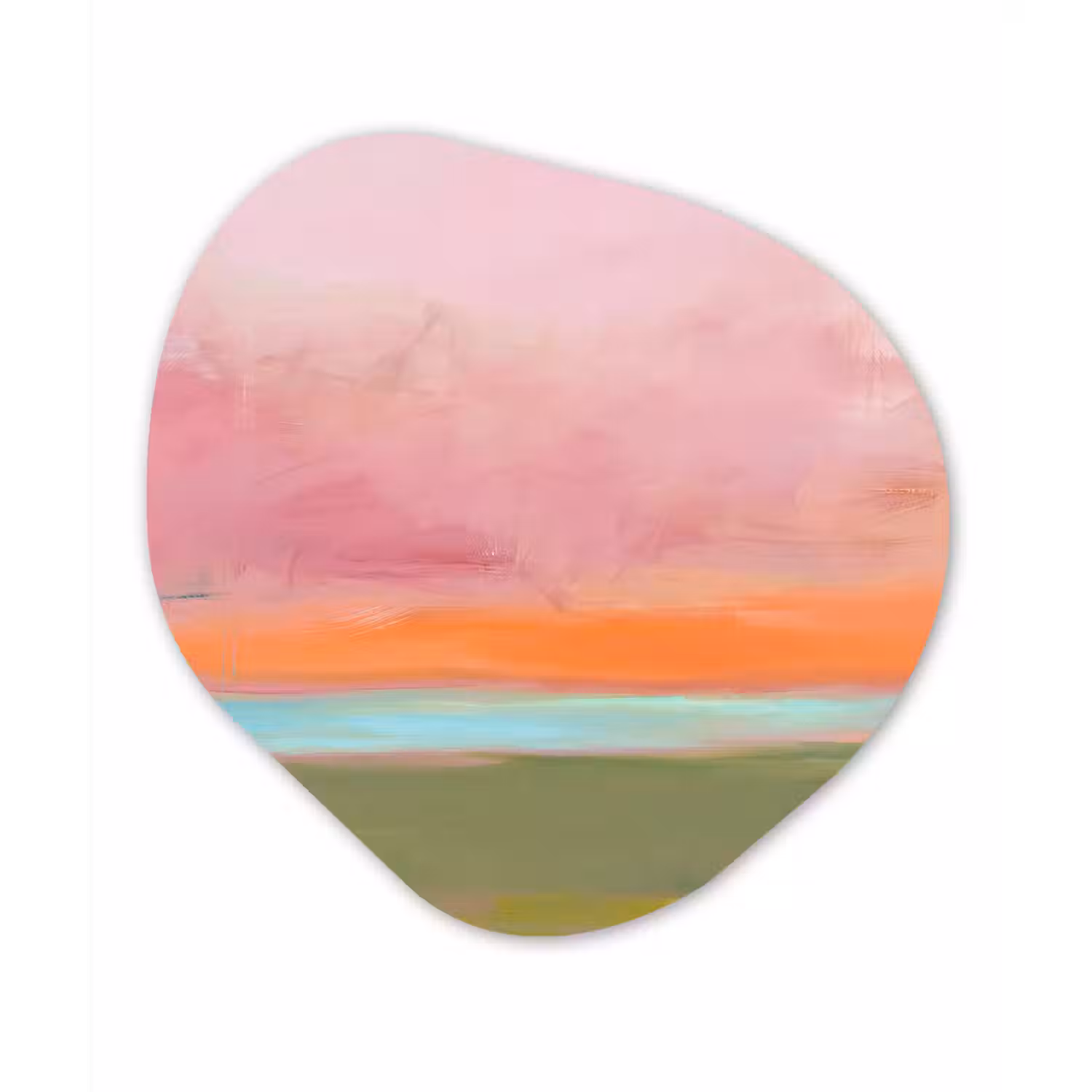 Abstract - Landschap - Modern - Roze - Oranje Wandcirkel Organisch Forex 3mm klein -3d