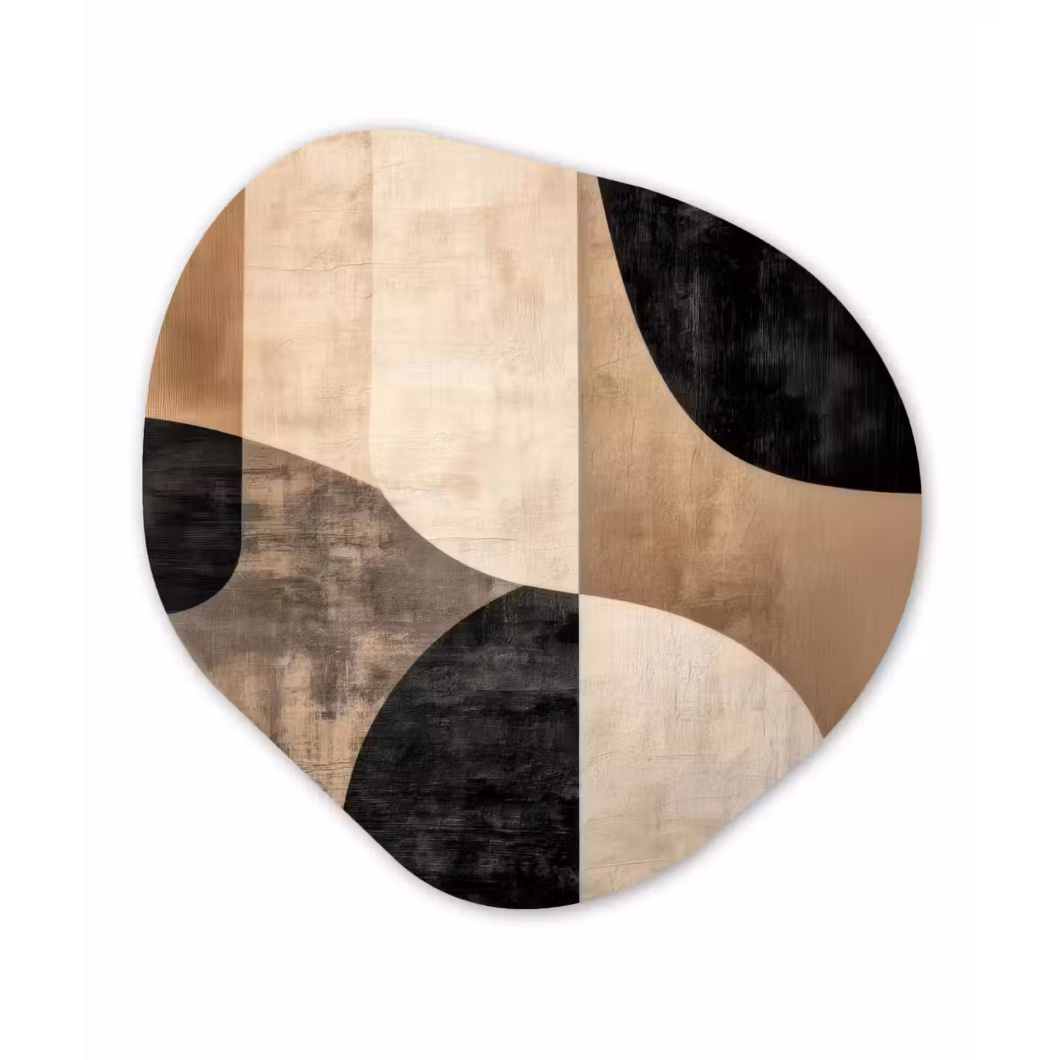 Abstract - Vlakken - Zwart - Rond Wandcirkel Organisch Forex 3mm klein -3d