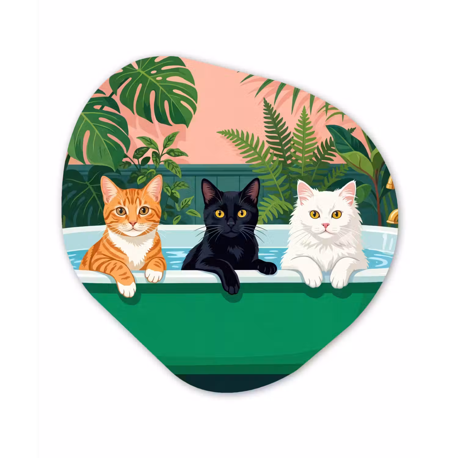 Badkamer - Kattenparade - Kleurrijk Wandcirkel Organisch Forex 3mm klein -3d