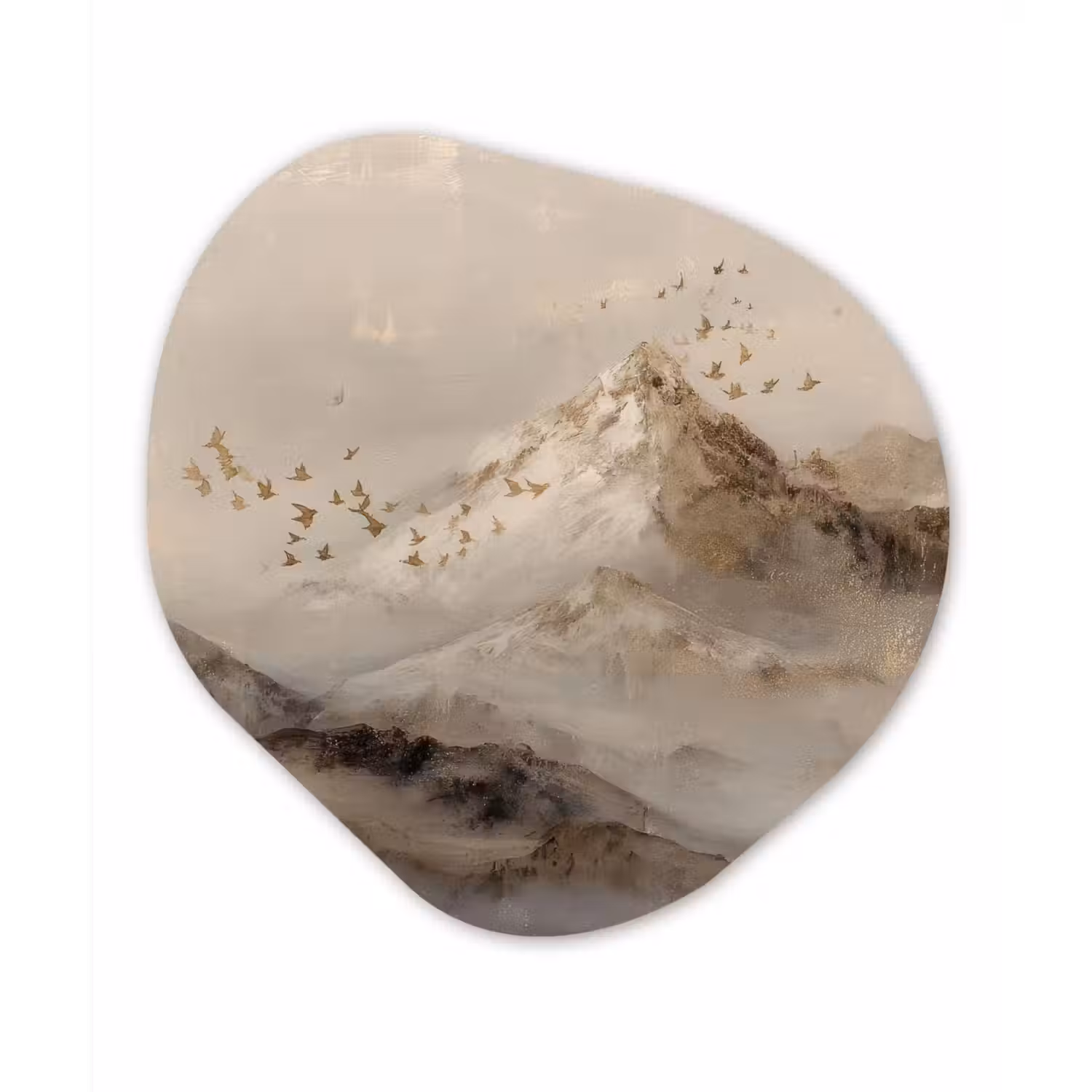 Berglandschap - Mist - Penseelstreken Wandcirkel Organisch Forex 3mm klein -3d
