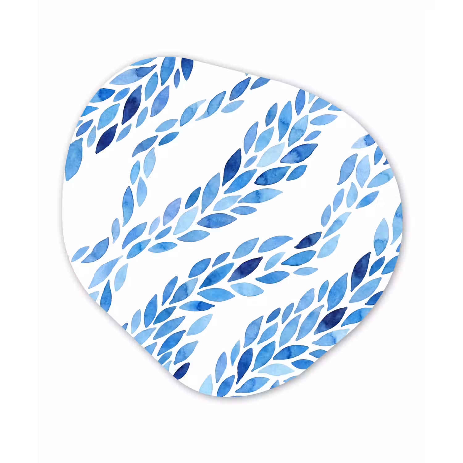 Bladeren - Aquarel - Patroon - Modern - Blauw Wandcirkel Organisch Forex 3mm klein -3d