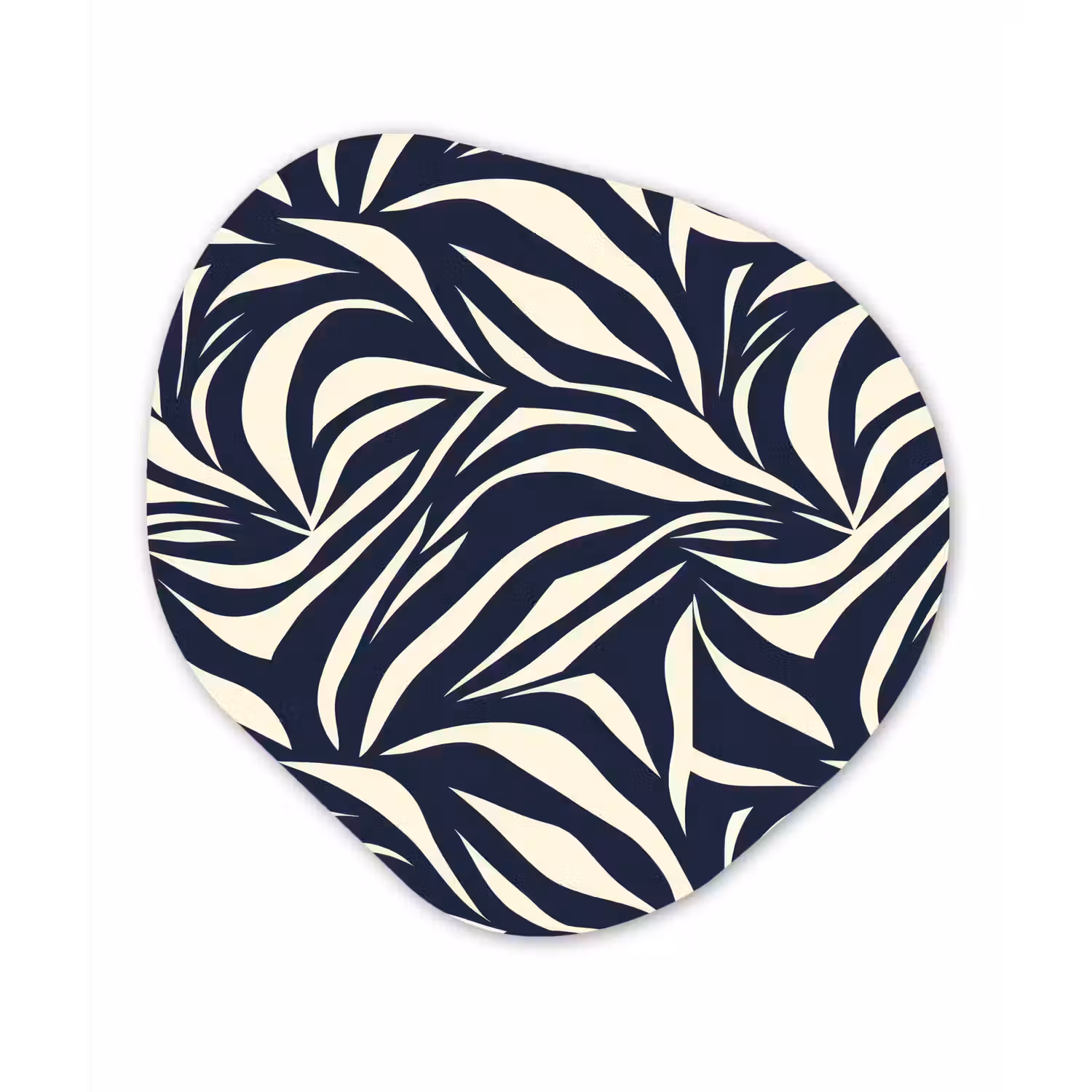 Bladvormen - Blauw - Patroon - Wit Wandcirkel Organisch Forex 3mm klein 629 -3d