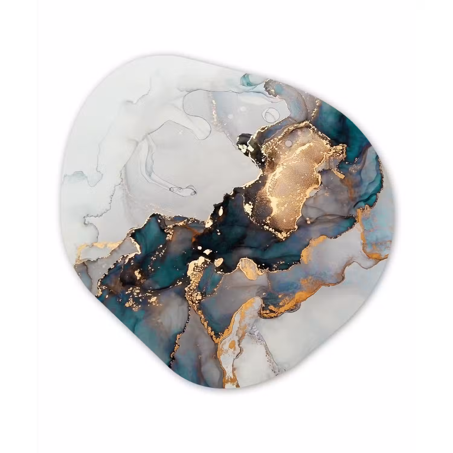Blauw - Marmer - Goud Wandcirkel Organisch Forex 3mm klein -3d