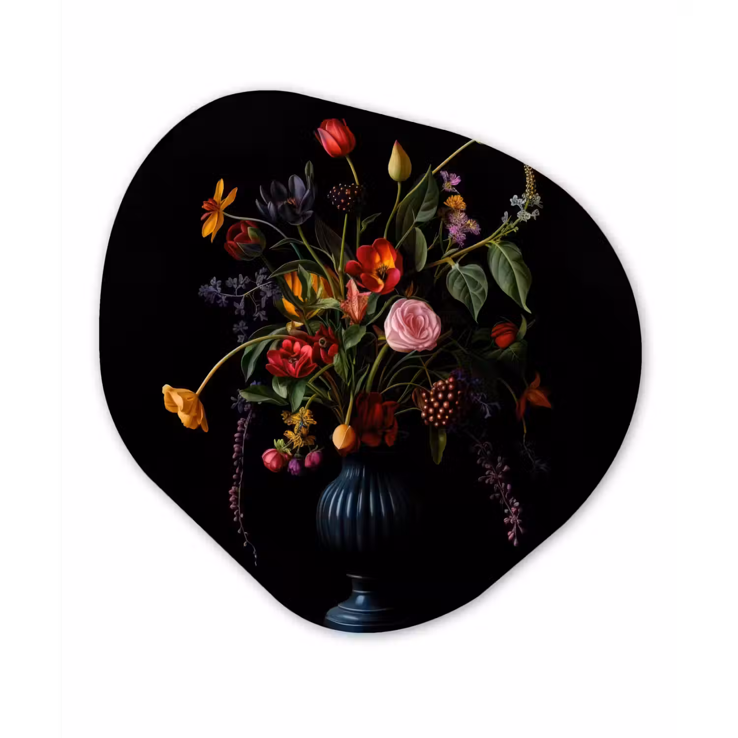 Bloemen - Bessen - Klassiek Wandcirkel Organisch Forex 3mm klein -3d