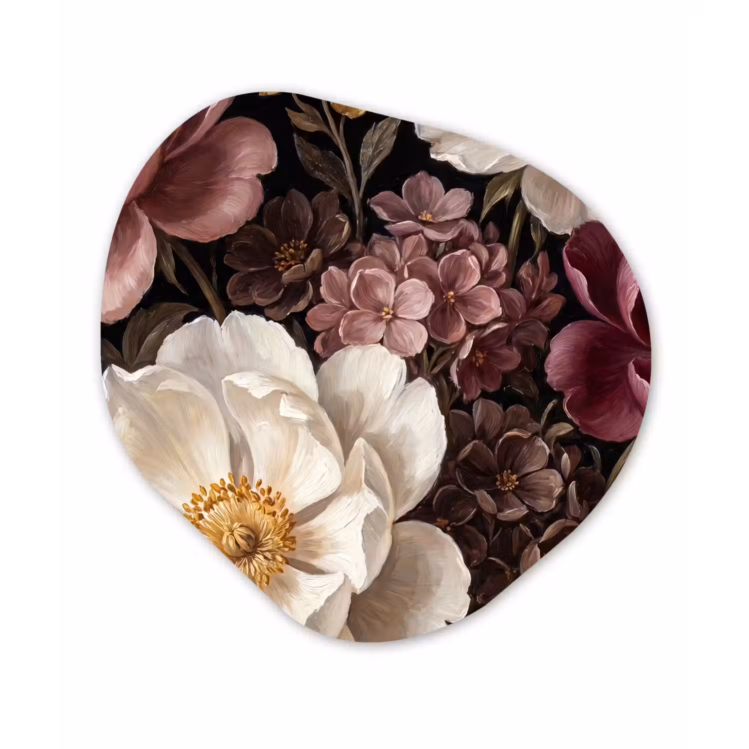 Bloemen - Boeket - Klassiek - Donker - Rood Wandcirkel Organisch Forex 3mm klein -3d