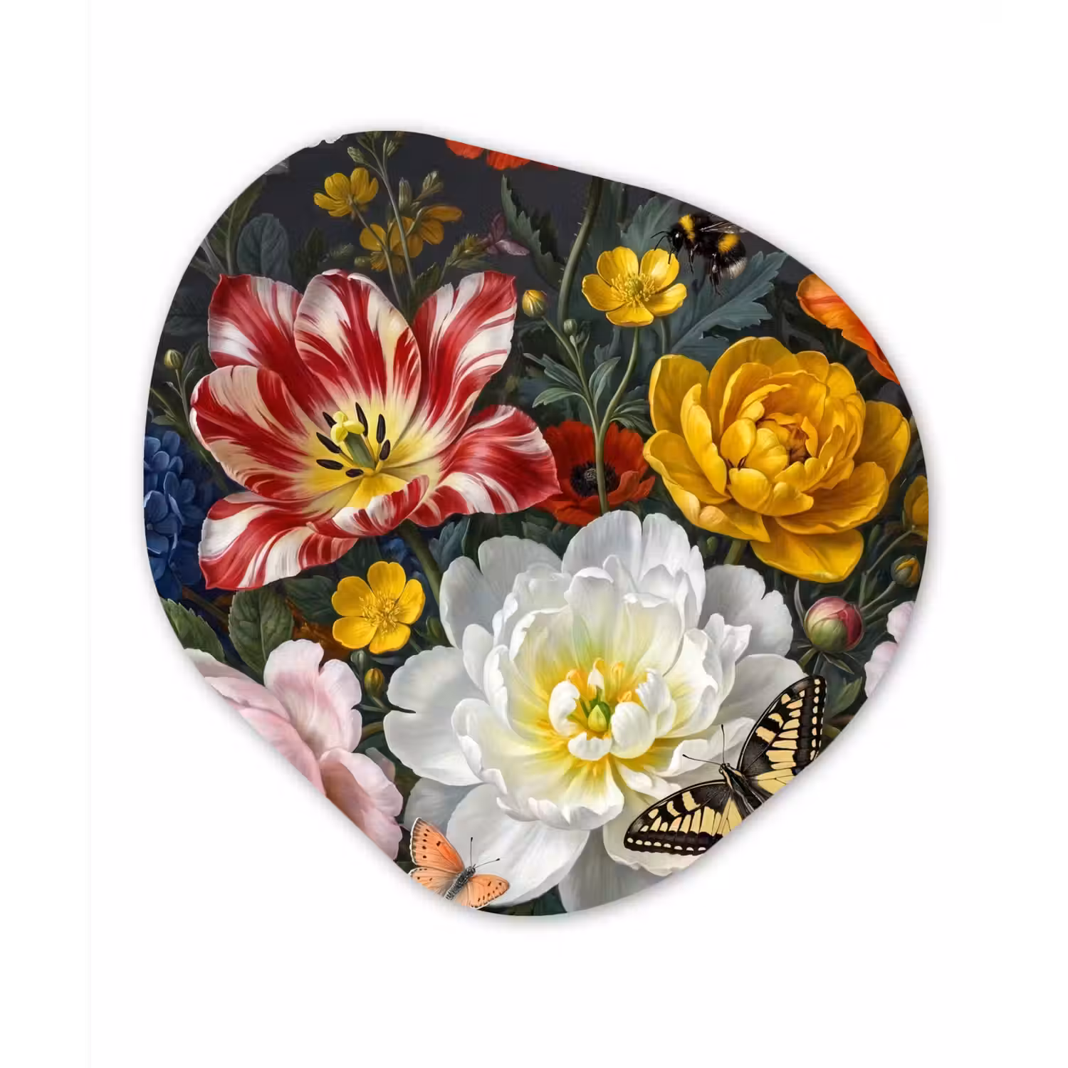 Bloemen - Boeket - Klassiek - Kleurrijk - Natuur Wandcirkel Organisch Forex 3mm klein -3d