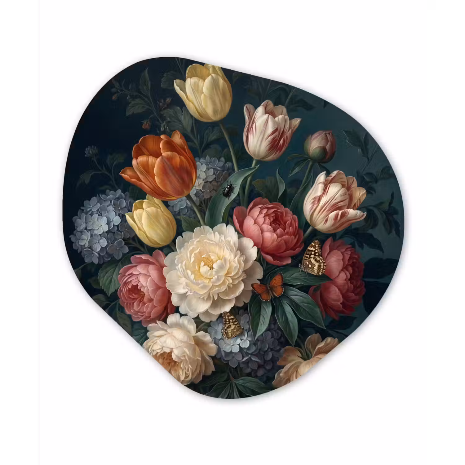 Bloemen - Boeket - Natuur - Klassiek - Donker Wandcirkel Organisch Forex 3mm klein -3d
