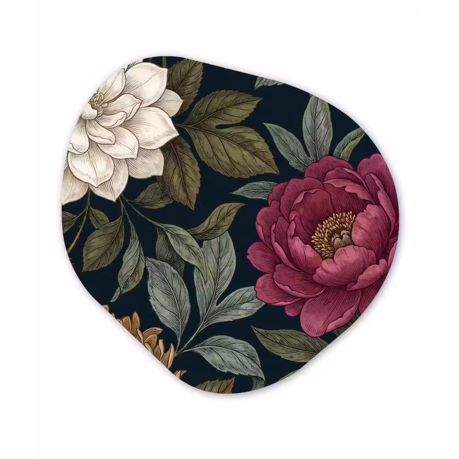 Bloemen - Botanisch - Illustratie - Donker - Vintage Wandcirkel Organisch Forex 3mm klein -3d