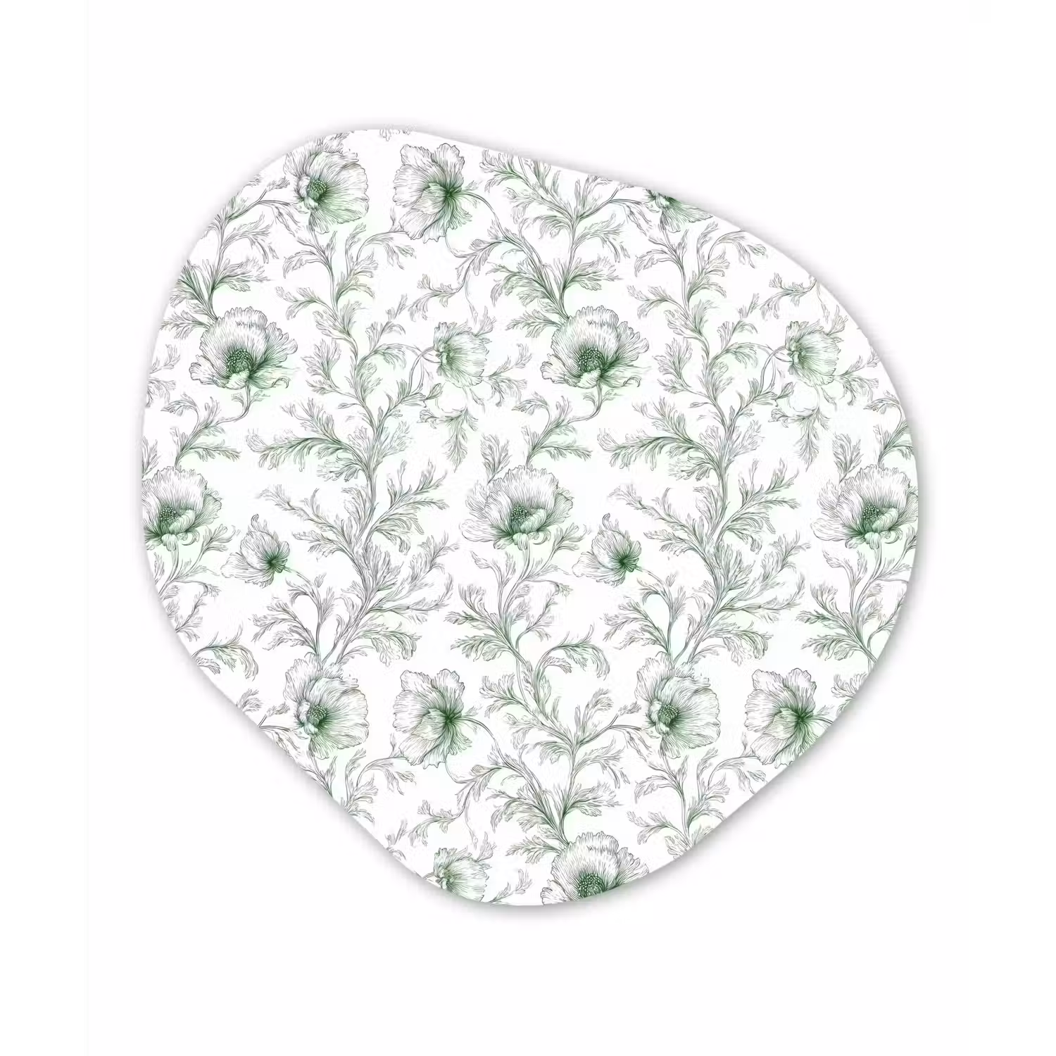 Bloemen - Getekend - Groen Wandcirkel Organisch Forex 3mm klein 629 -3d