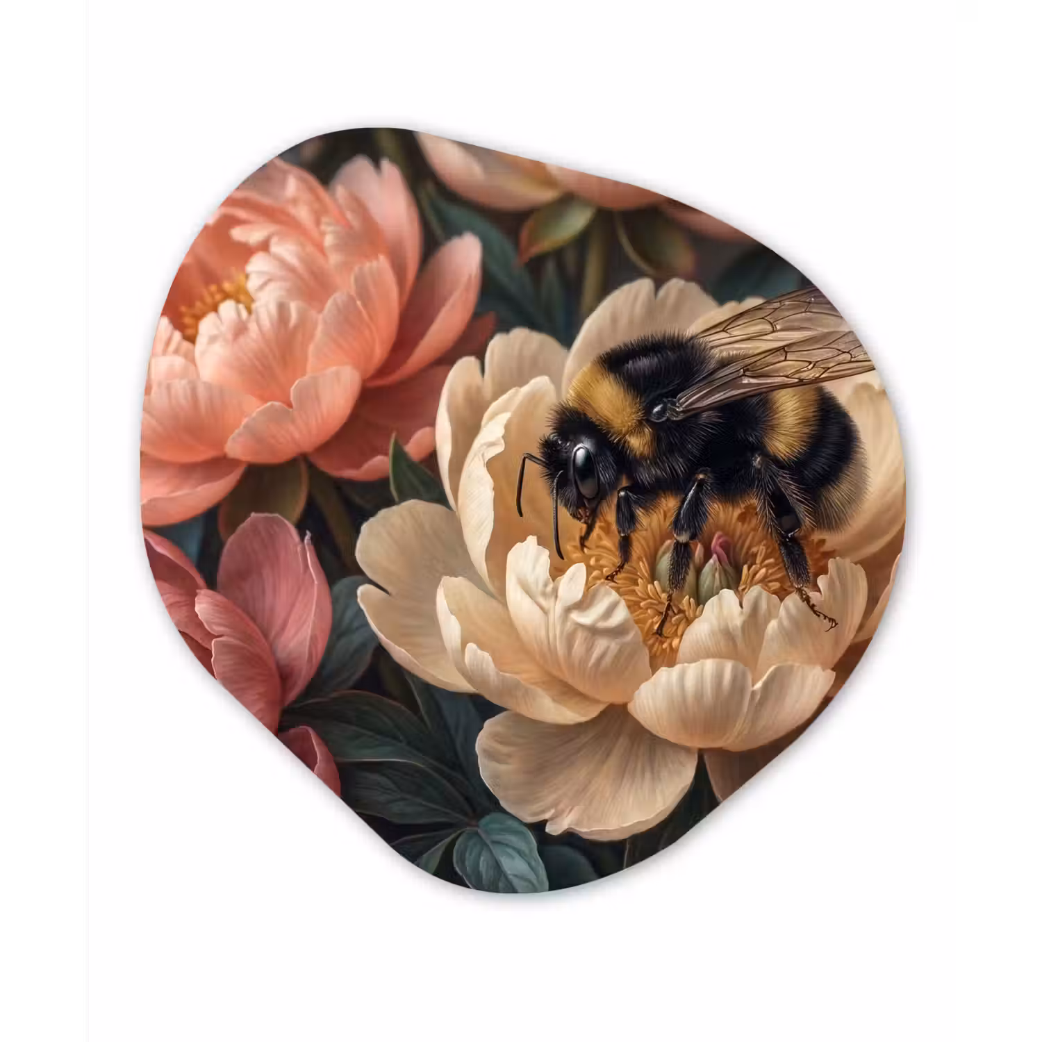 Bloemen - Insect - Natuur - Roze Wandcirkel Organisch Forex 3mm klein -3d