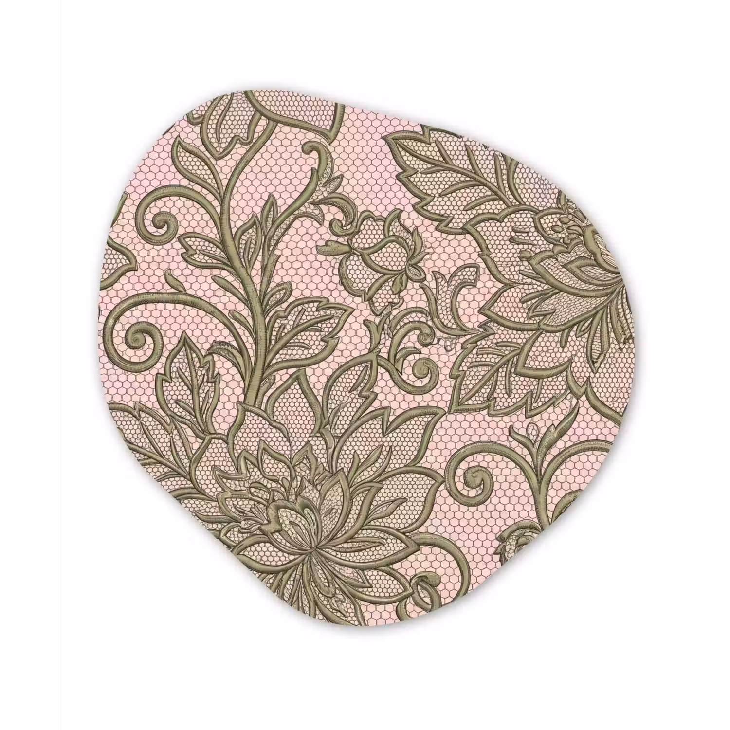 Bloemen - Kant - Patroon - Klassiek - Groen Wandcirkel Organisch Forex 3mm klein -3d
