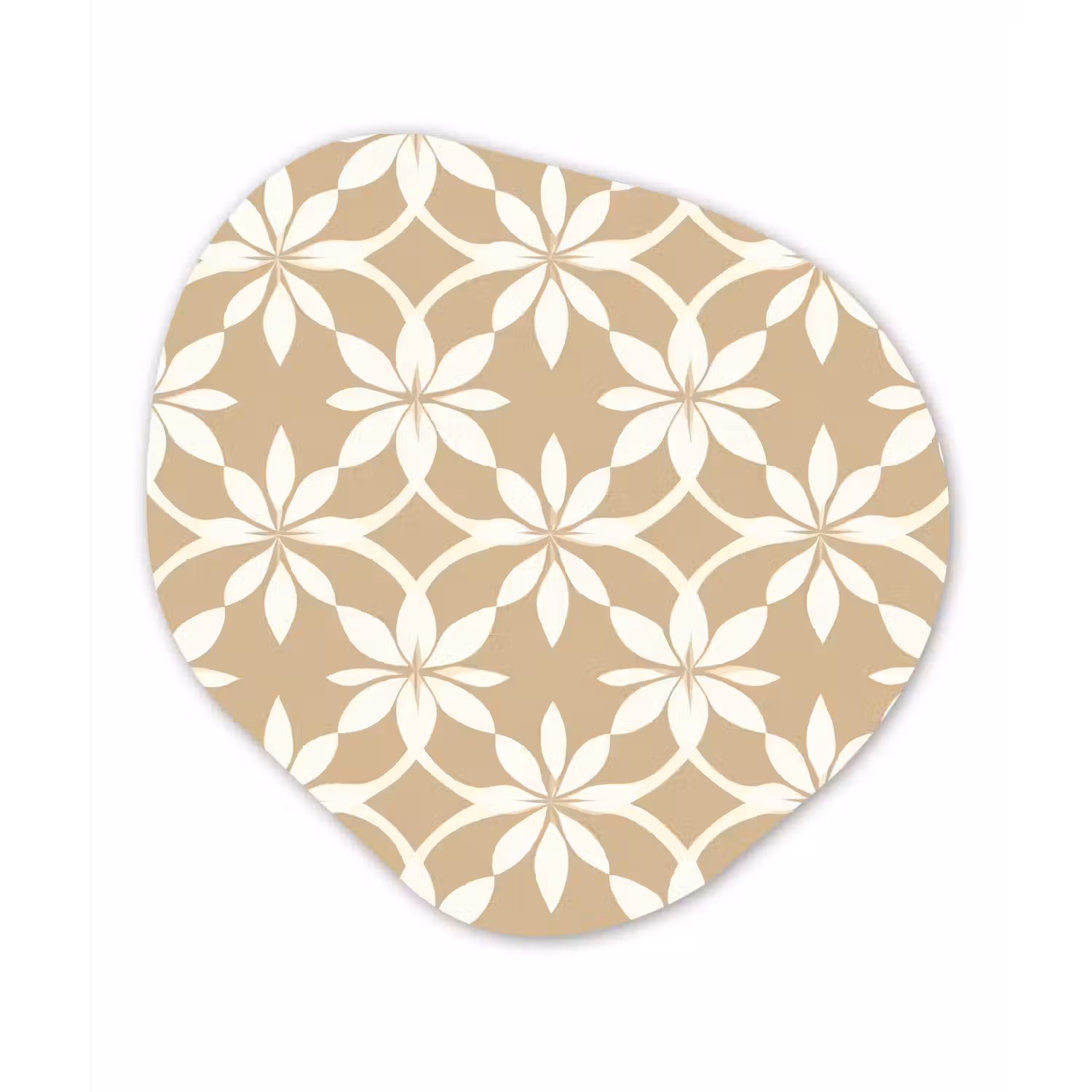 Bloemen - Patroon - Beige Wandcirkel Organisch Forex 3mm klein 629 -3d