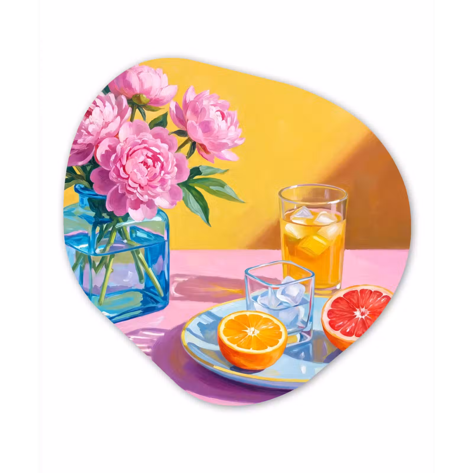 Organisch schilderij forex - Bloemen - Roze - Modern - Bloemen - Roze - Modern Wandcirkel Organisch Forex 3mm klein