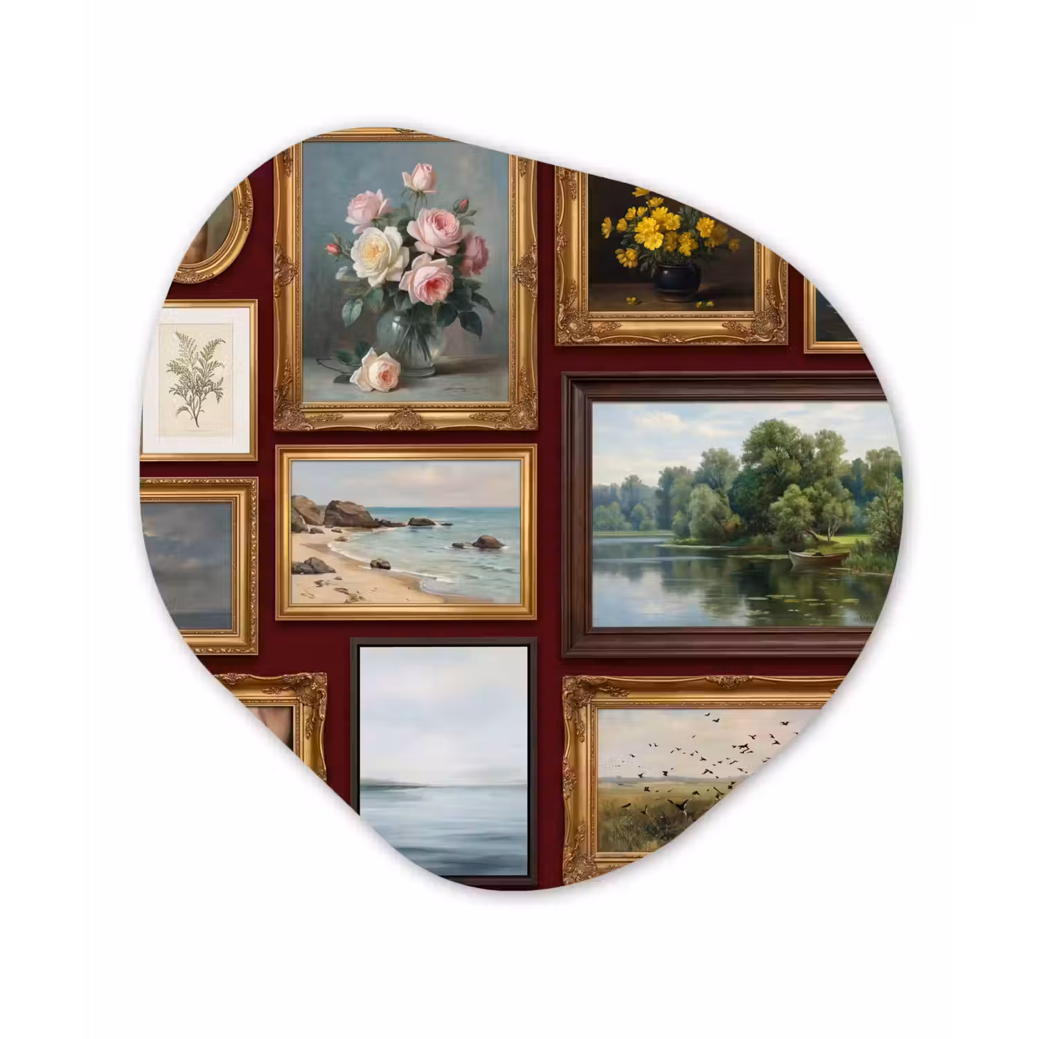 Bloemen - Vaas - Klassiek - Kunst - Rood Wandcirkel Organisch Forex 3mm klein -3d