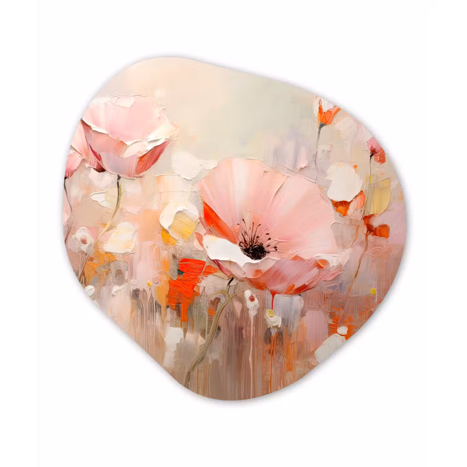 Bloemen - Watercolor - Roze - Abstract - Kunst Wandcirkel Organisch Forex 3mm klein -3d