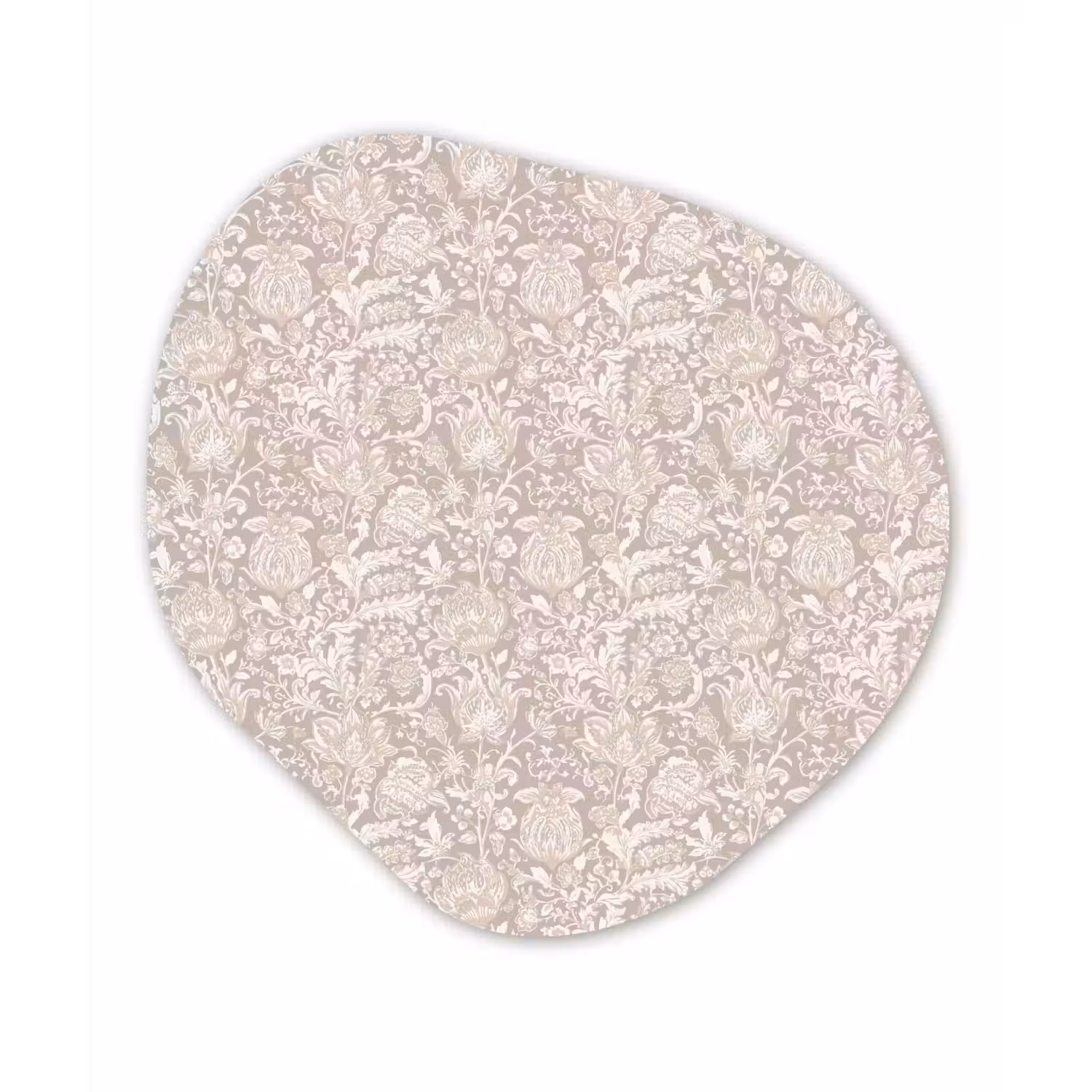Bloemenprint - Grijs - Crème Wandcirkel Organisch Forex 3mm klein 629 -3d